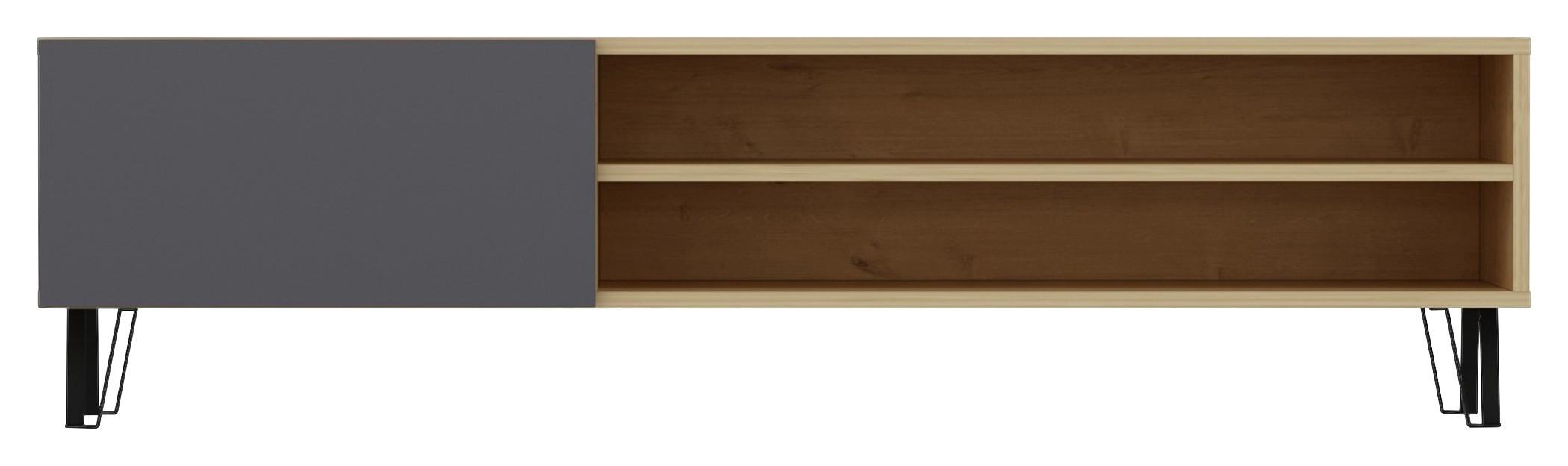 Lowboard Bliss ca. 160x47 cm Eichenfarben - Eichefarben/Schwarz, Design, Holzwerkstoff/Metall (160/47/37,4cm) - Livetastic