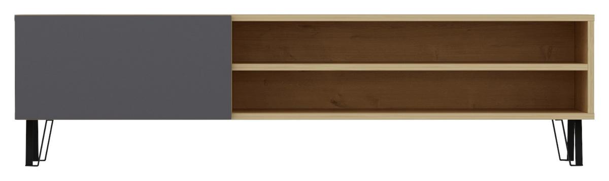 Lowboard Bliss ca. 160x47 cm Eichenfarben - Eichefarben/Schwarz, Design, Holzwerkstoff/Metall (160/47/37,4cm) - Livetastic