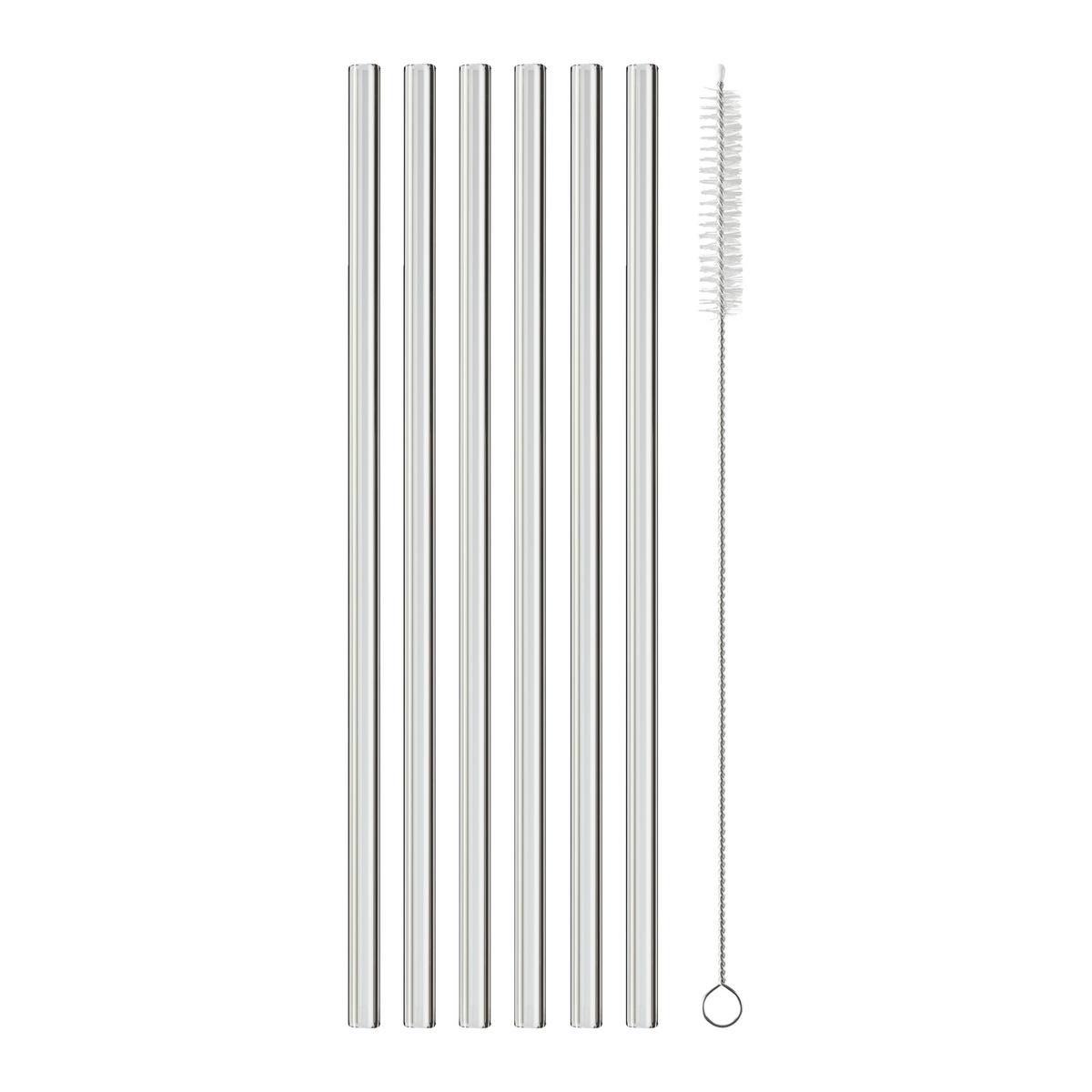 Trinkhalm Jessy Transparent, 7-teilig - Transparent/Schwarz, Glas (23cm) - Premium Living