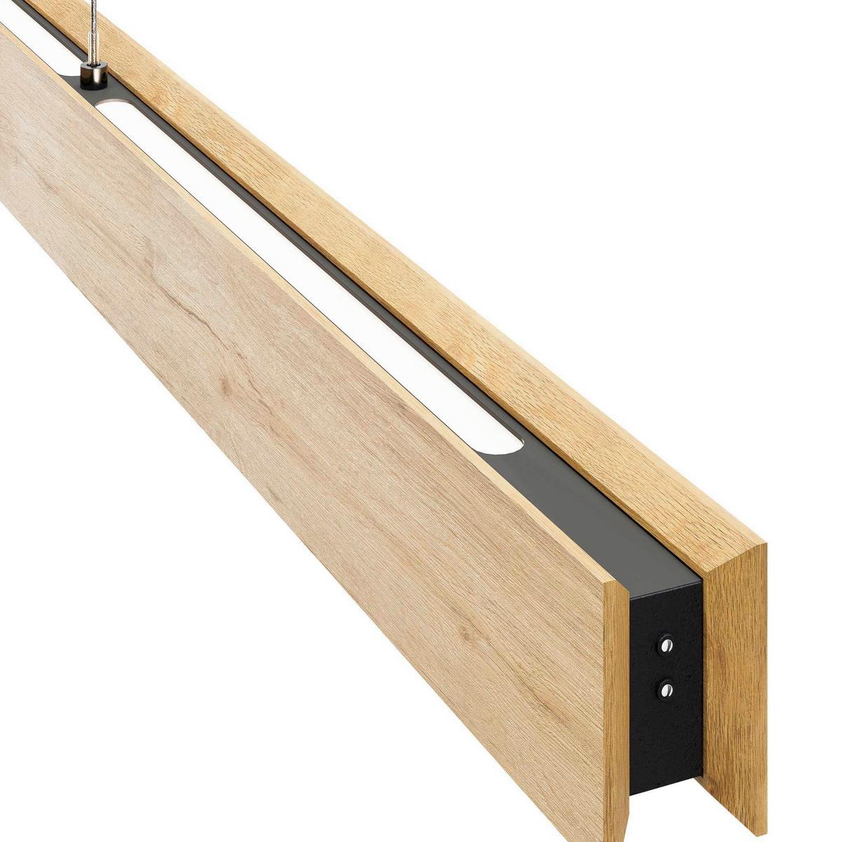 LAMPA WISZĄCA LED 143759 RHÖN XS UP/DOWN *WW* - kolor dębowy/czarny, Natur, metal/drewno (89/7/150cm) - Waldwelt