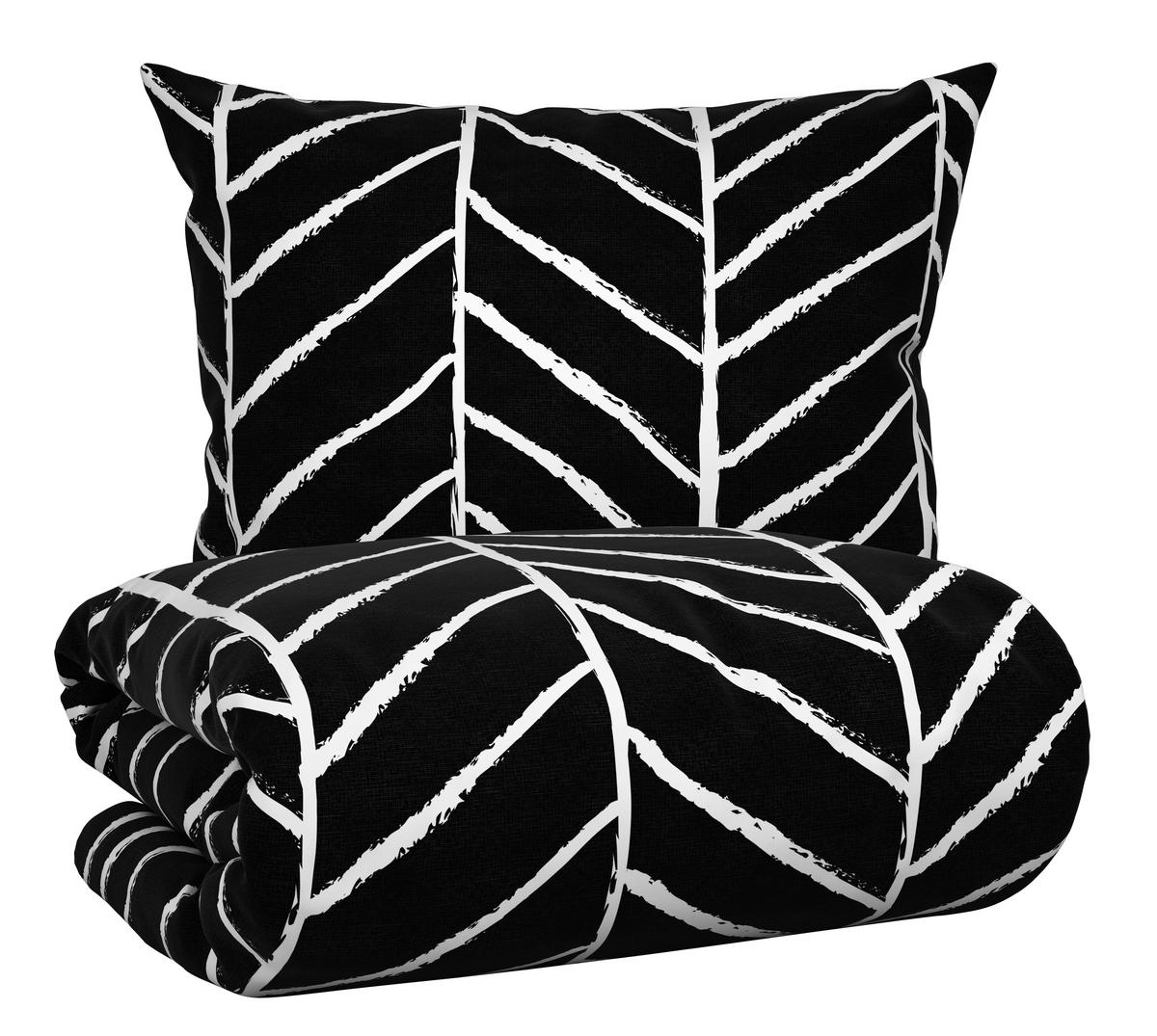 BETTWÄSCHESET MARBLE - Schwarz, Konventionell, Textil (160/210cm) - Modern Living