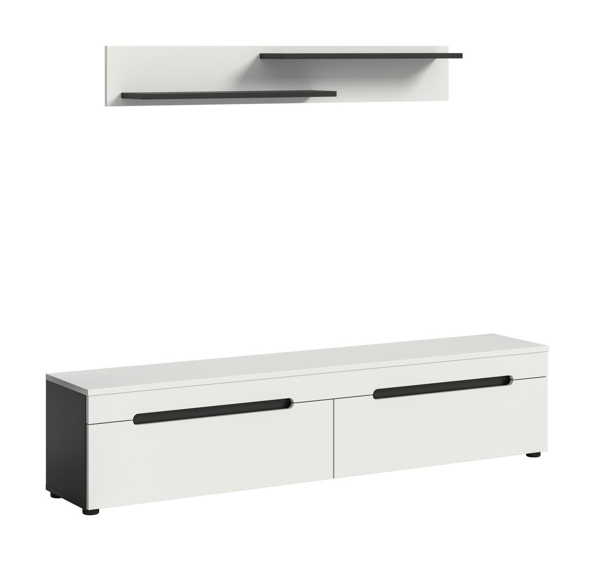 Dnevni Regal Canu, Bela, Siva, 2-Delni - temno siva/črna, Design, umetna masa/leseni material (170/38/33cm) - Livetastic