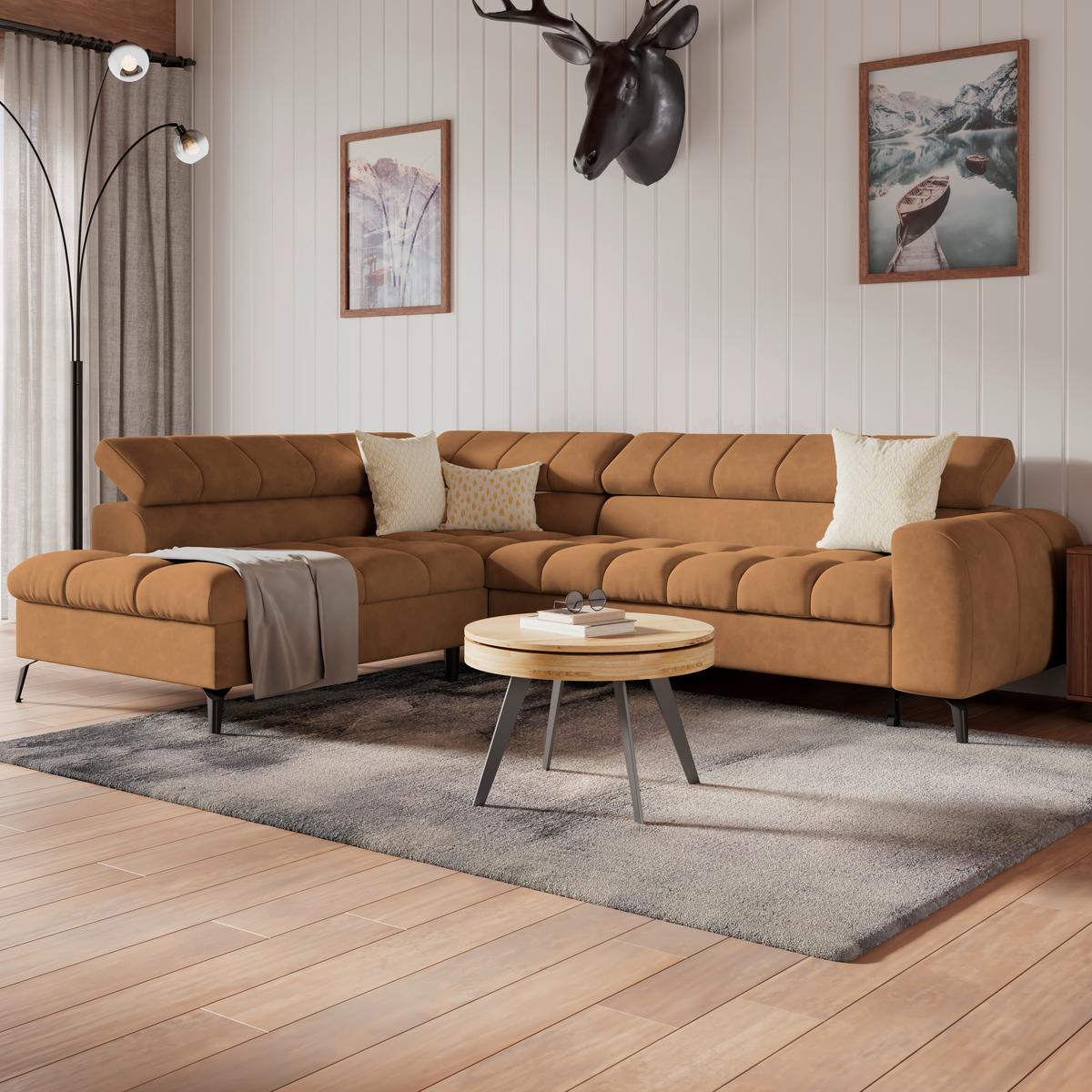 Kutna Garnitura Volf - smeđa/crna, Trend, tekstil/metal (203/261cm)