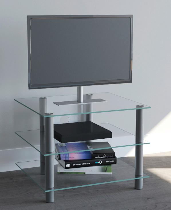 Mizica Za Hi-fi Naprave Sindas Srebrna, 60 Cm - srebrne barve/prozorno, Konvencionalno, kovina/steklo (60/45/42cm) - MID.YOU