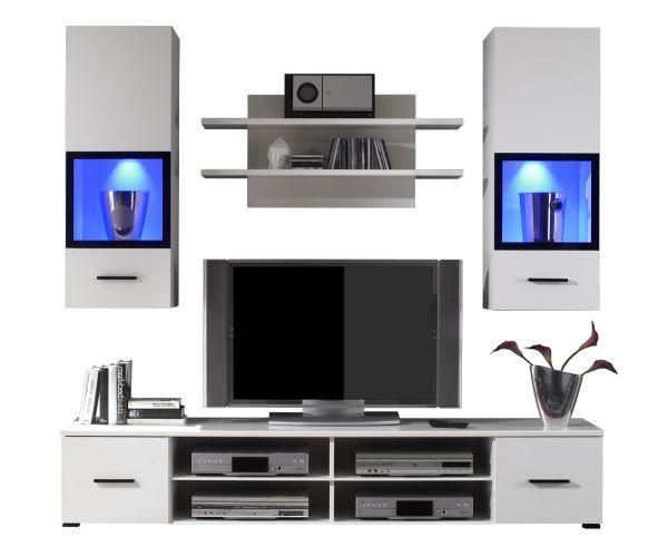 Dnevni Regal Snow, Bela, Osvetlitev, 4-Delni - črna/bela, Design, umetna masa/steklo (200/185/45cm) - MID.YOU