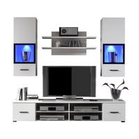 Dnevni Regal Snow, Bela, Osvetlitev, 4-Delni - črna/bela, Design, umetna masa/steklo (200/185/45cm) - MID.YOU