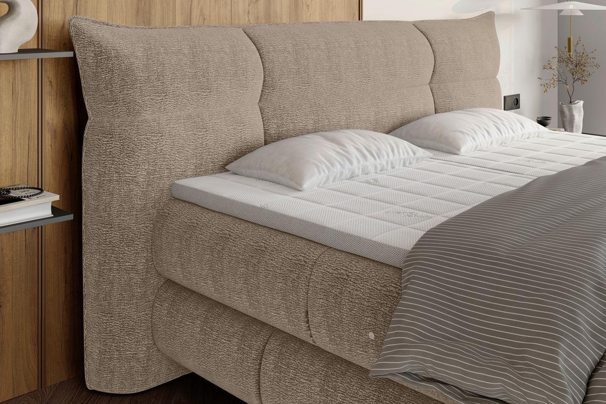Boxspringbett Auris Ecru ca. 180x200cm - Ecru/Schwarz, KONVENTIONELL, Kunststoff/Textil (180/200cm) - Sembella