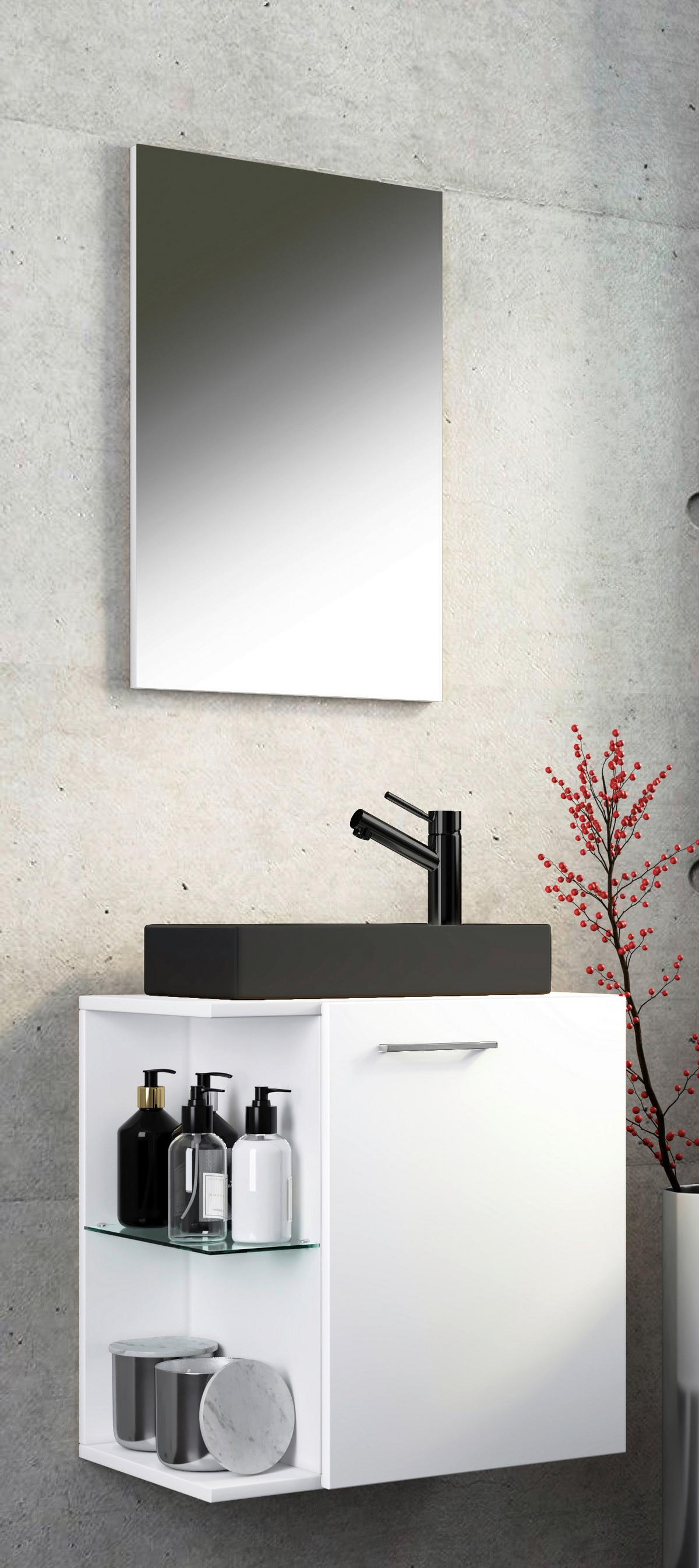 Kopalnica Hausa, Bela, Črna, 3-Delna - črna/bela, Moderno, kovina/steklo (52cm) - MID.YOU