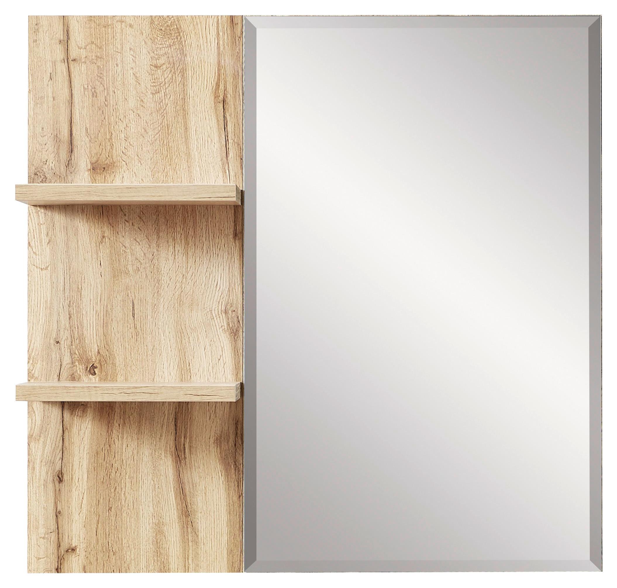 LUSTRO ŚCIENNE LOOP - kolor dębowy, Konventionell, materiał drewnopochodny/szkło (80/78/17cm) - Voleo