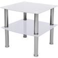 Kisasztal Peter - krómszínű/fehér, modern, üveg/fém (45/43/45cm)