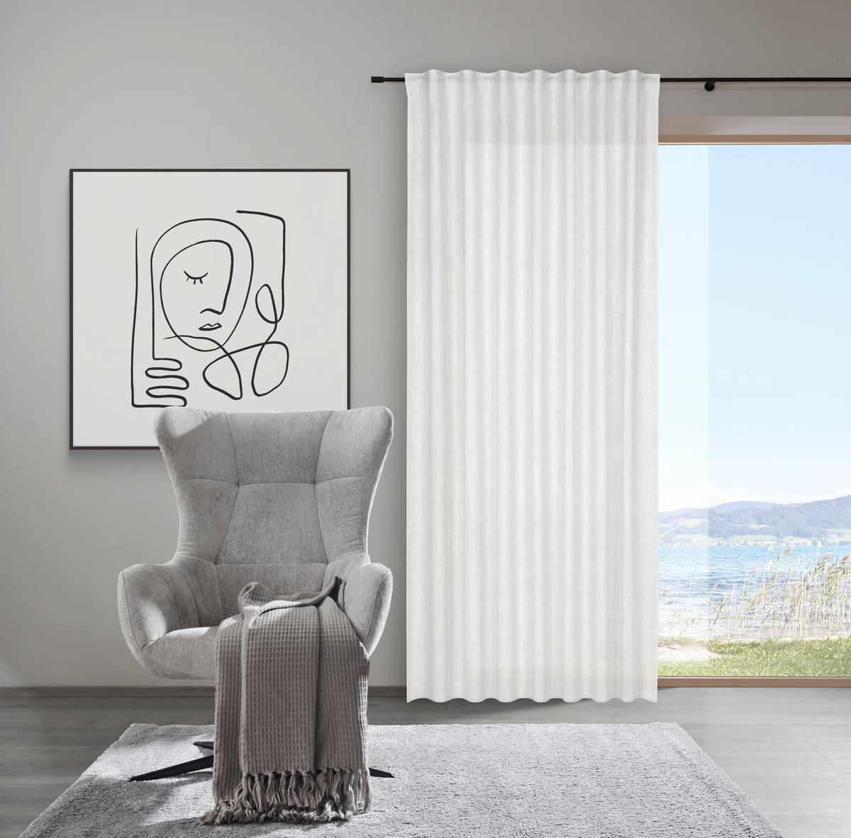 Fertigvorhang Lina Weiß ca. 140x255cm - Weiß, Textil (140/255cm) - Premium Living