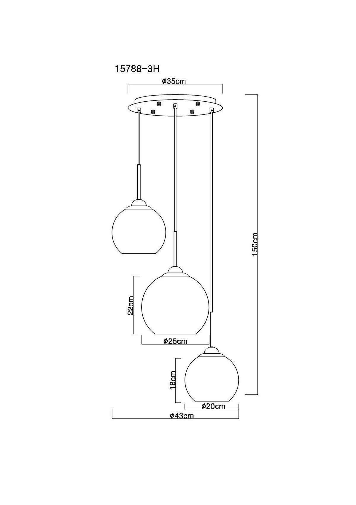 LAMPA WISZĄCA 15788-3H - kolor mosiężny, Design, metal/szkło (43/150cm) - Globo