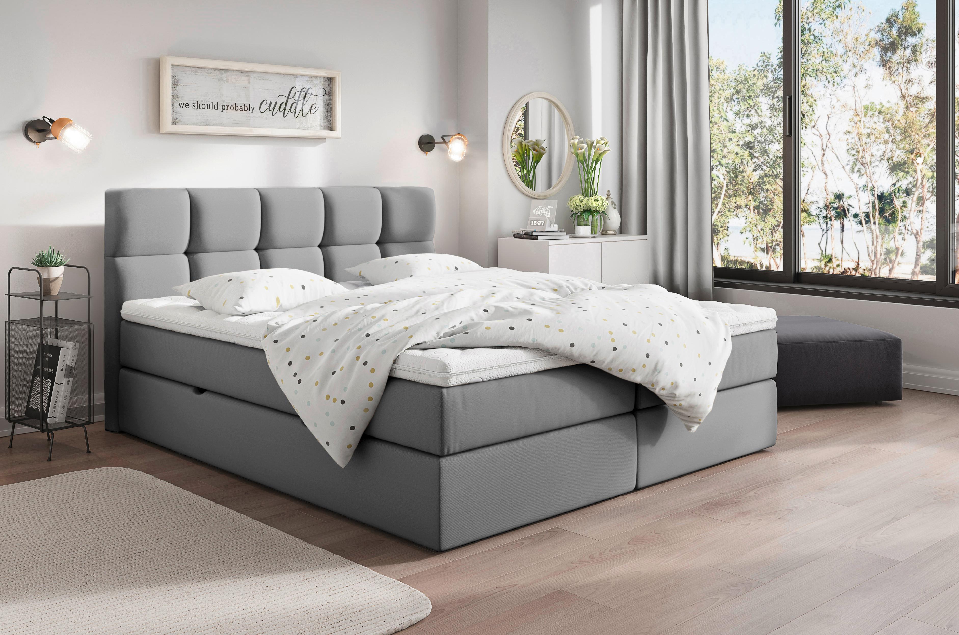 ŁÓŻKO SKRZYNIOWE LORIE - ciemnoszary, Modern, materiał drewnopochodny/drewno (200/220cm) - Livetastic