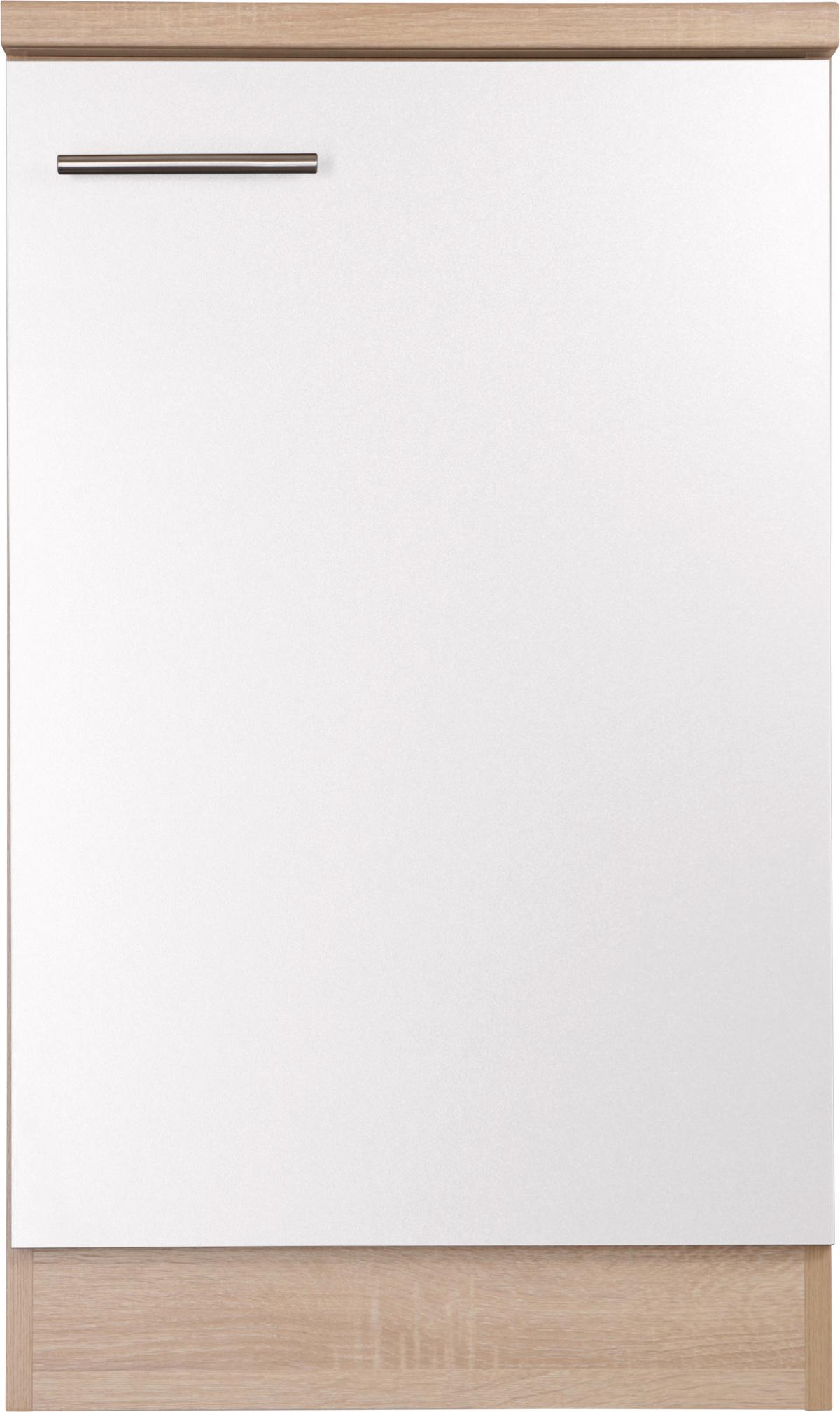 Spodnja Omarica Za Korito Merle, Barva Hrasta, Bela - srebrne barve/barve hrasta, Basics, kovina/leseni material (50/84,8/60cm) - Respekta