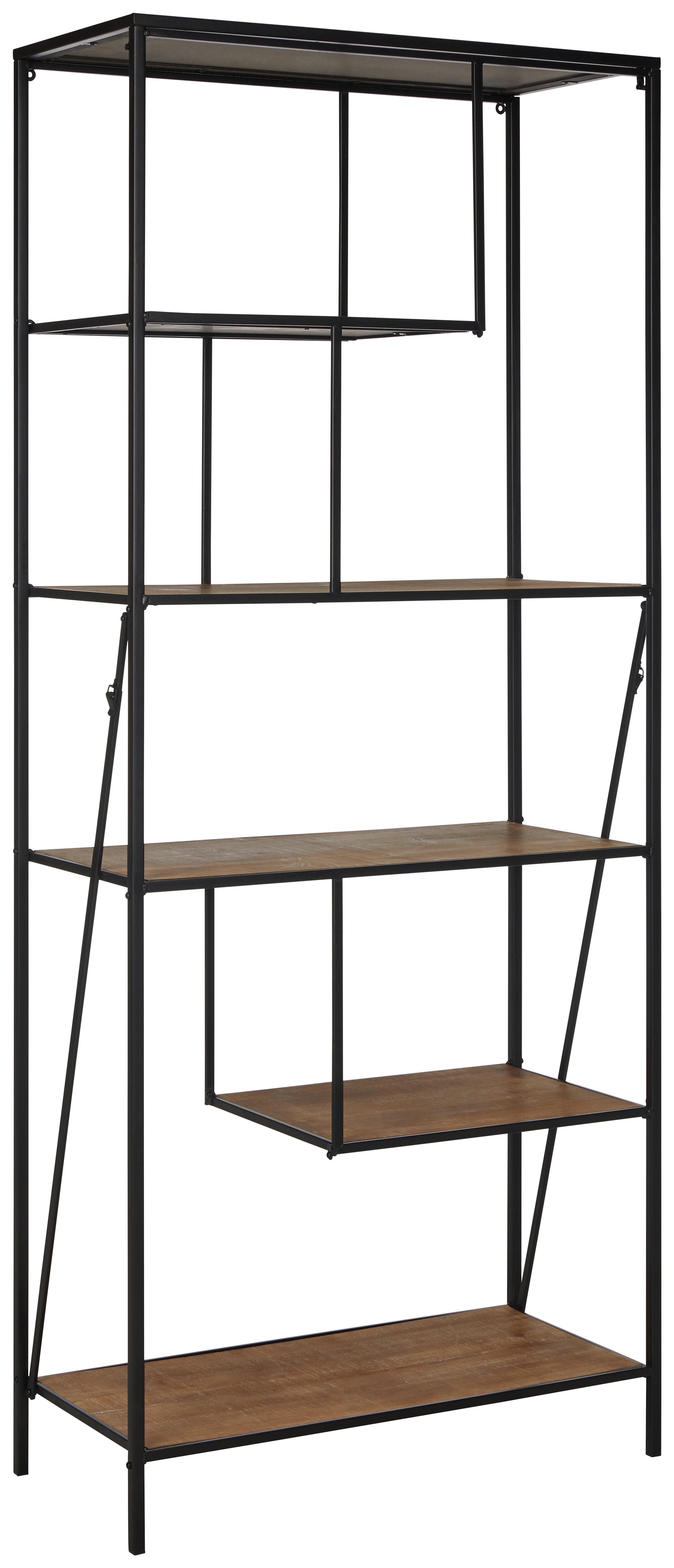 Regal in Naturfarben/Schwarz - Schwarz/Naturfarben, Modern, Holzwerkstoff/Metall (77/185/35cm) - Mömax