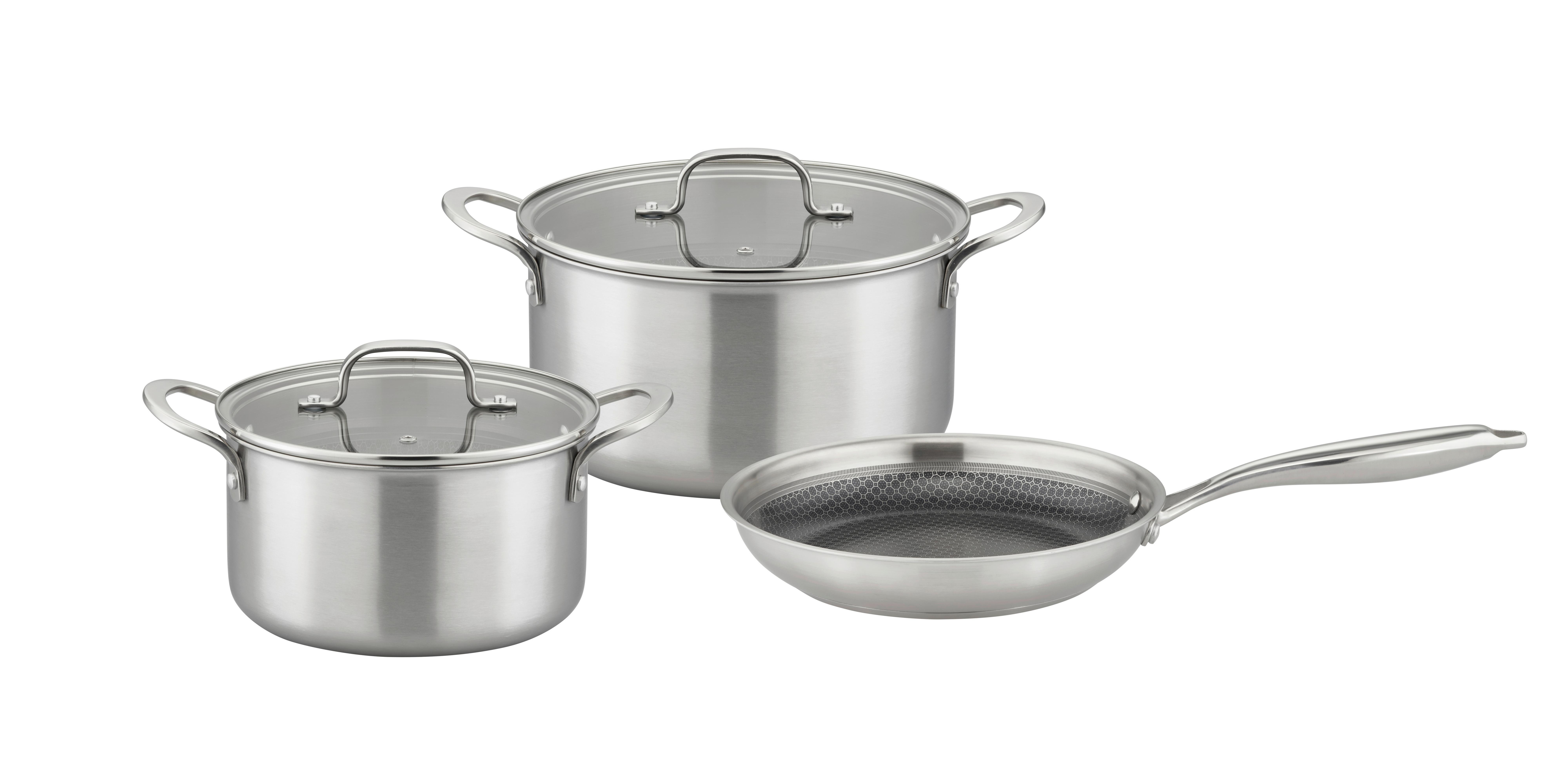 Set Posod Inoxxa Black, 3-Delni - barve nerjavečega jekla/prozorno, Basics, kovina/steklo - GSW