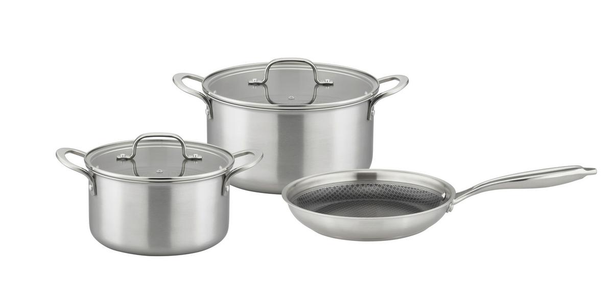 Set Posod Inoxxa Black, 3-Delni - barve nerjavečega jekla/prozorno, Basics, kovina/steklo - GSW