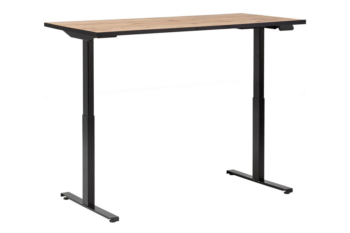 Schreibtisch Serie 2000 Eiche ca. 160x75x73-117,5cm - Eichefarben/Schwarz, KONVENTIONELL, Holzwerkstoff/Metall (160/75/73-117,5cm) - MID.YOU