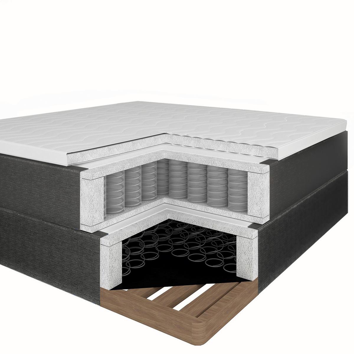 ŁÓŻKO BOXSPRING GRAZ - kremowy/kolor aluminiowy, Modern, tkanina (180/200cm) - MID.YOU