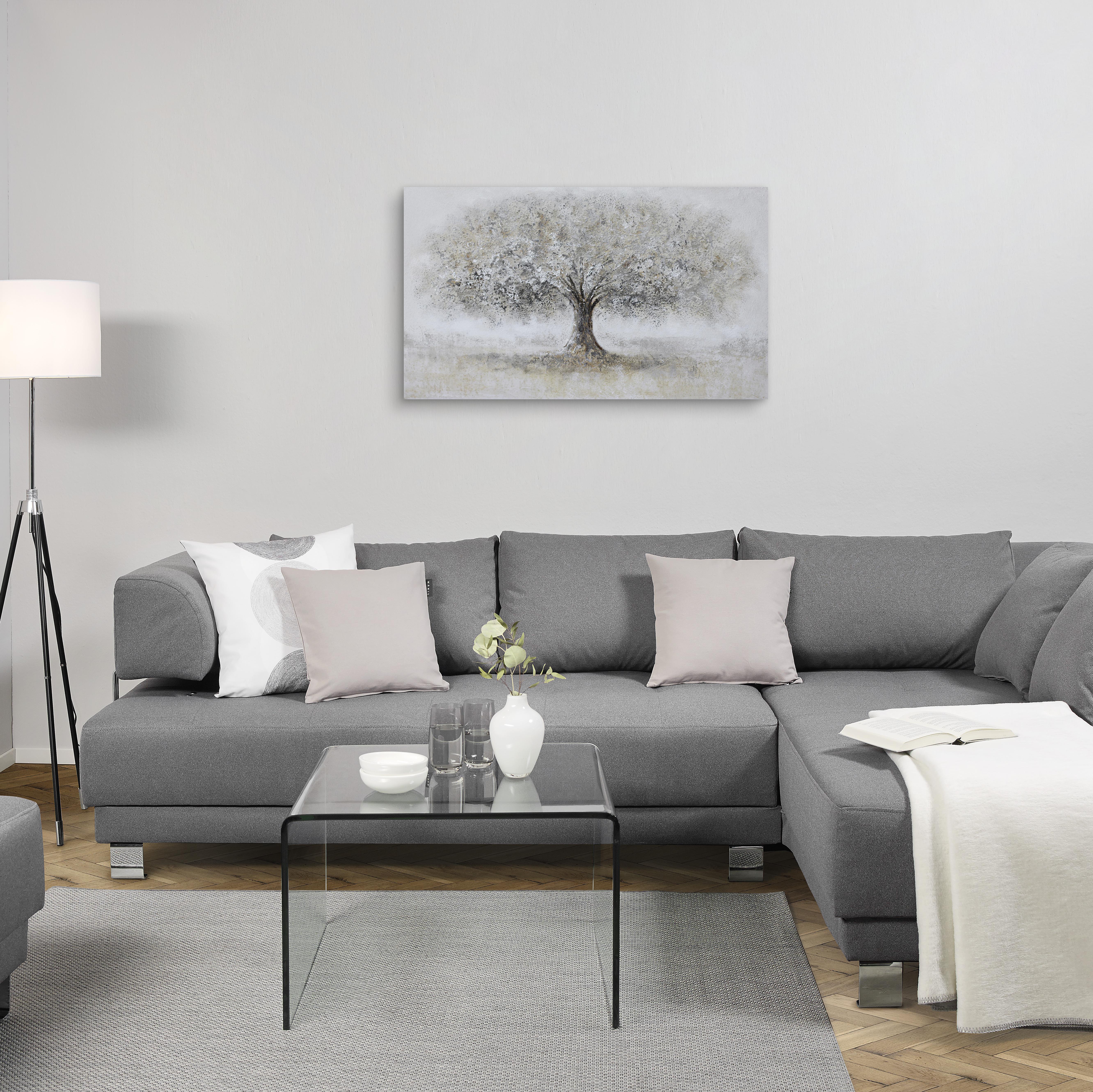 OBRAZ OLEJNY EOPH1381B - biały/szary, Design, drewno/tkanina (120/70cm) - Monee