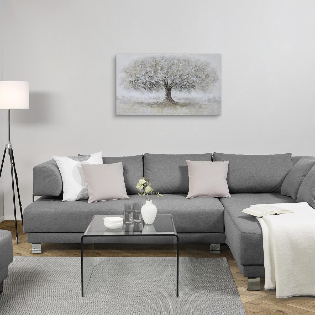 OBRAZ OLEJNY EOPH1381B - biały/szary, Design, drewno/tkanina (120/70cm) - Monee