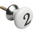 Möbelknopf Numbers in Weiß/Schwarz - Weiß, MODERN, Keramik (4/6,5cm) - AMBIA HOME