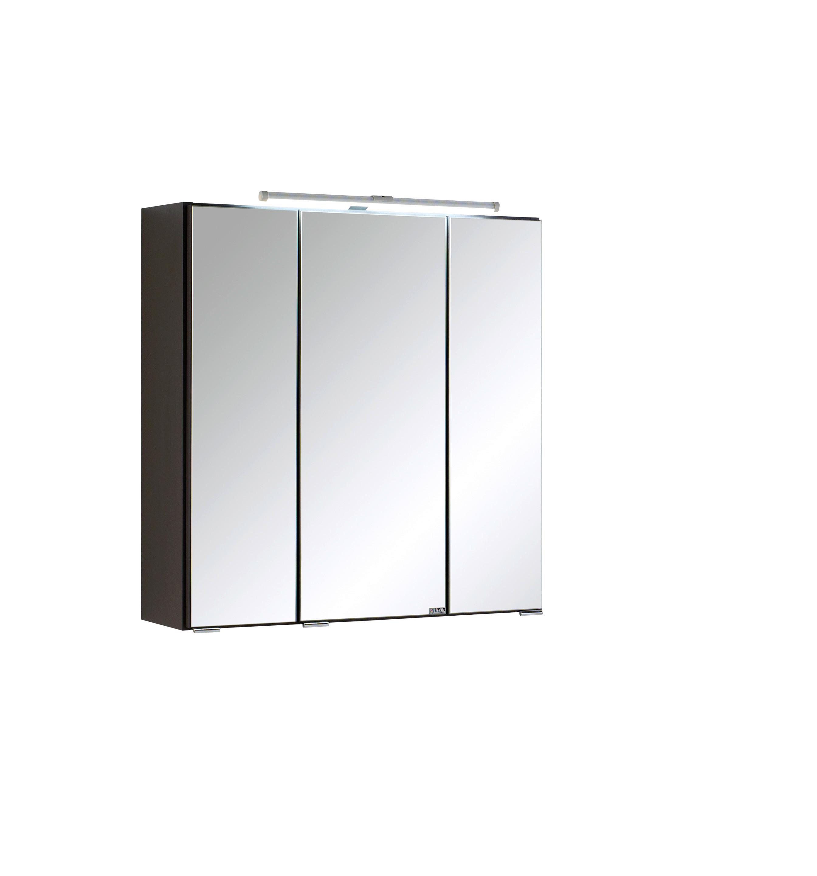Spiegelschrank Cardiff mit Drehtüren ca. 60x64 cm Grau - Chromfarben, KONVENTIONELL, Glas/Holzwerkstoff (60/64/20cm) - Held