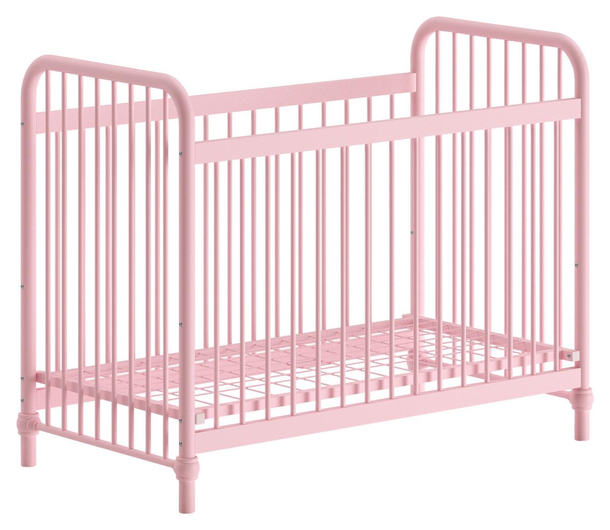 Gitterbett Bronxx ca. 60x120 cm Pink Matt - Pink, ROMANTIK / LANDHAUS, Metall (60/120cm) - MID.YOU