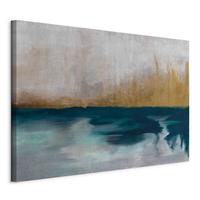 Slika Na Platnu Golden Grasses - zlate barve/modra, Basics, tekstil/les (90/60/1,2cm) - artgeist