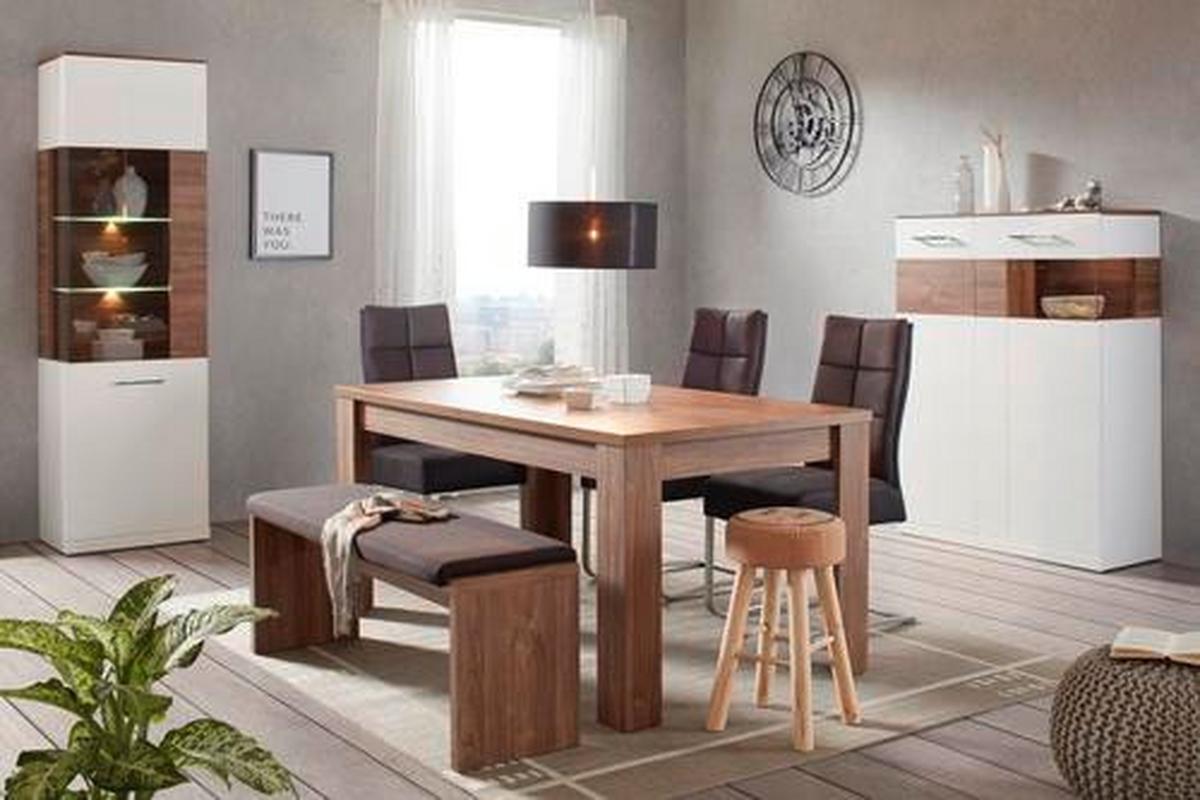 Sitzbank in Akaziefarben inkl. Kissen - Akaziefarben, Modern, Holzwerkstoff (126/46/35cm) - Premium Living