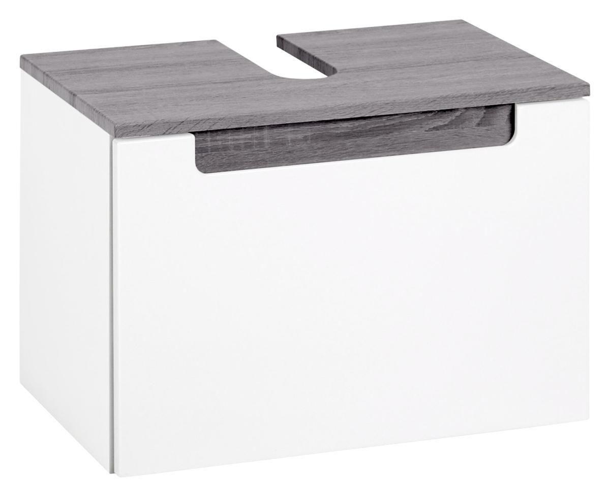 Waschbeckenunterschrank in Weiss/Eichefarbe 'Siena' - Weiß/Silbereichenfarben, MODERN, Holzwerkstoff (60/40/35cm) - Held