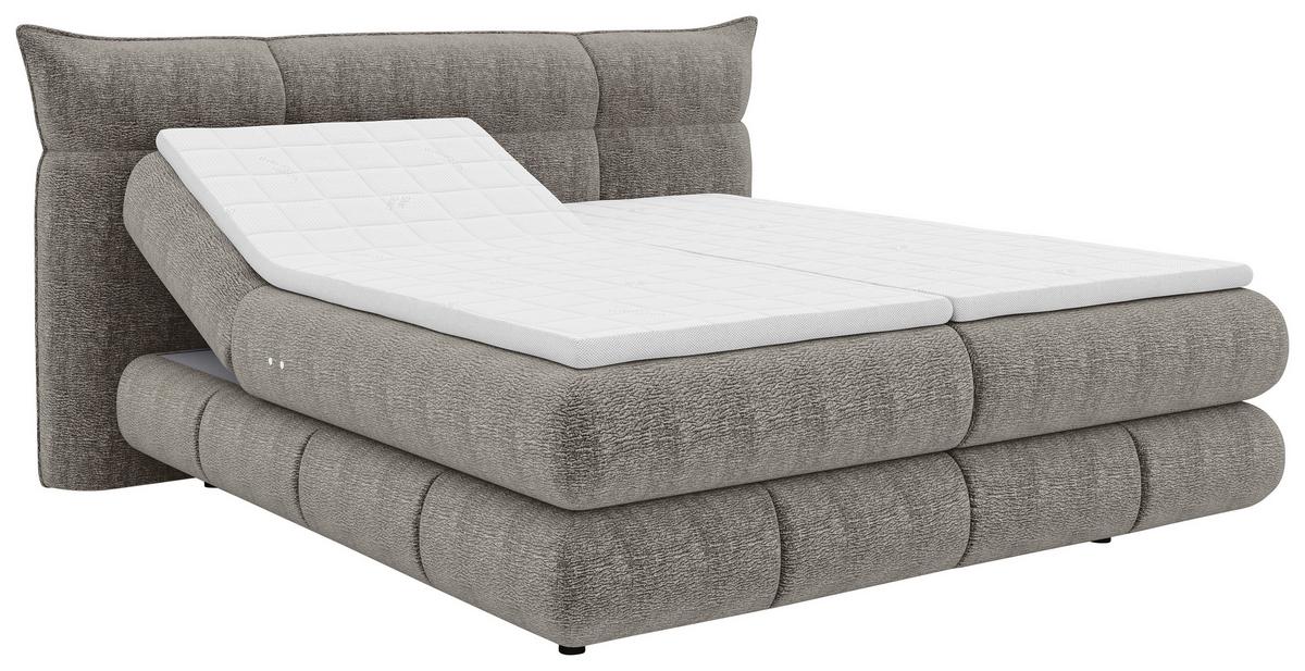 Boxspringbett Auris Dunkelgrau ca. 180x200cm - Dunkelgrau/Schwarz, KONVENTIONELL, Kunststoff/Textil (180/200cm) - Sembella