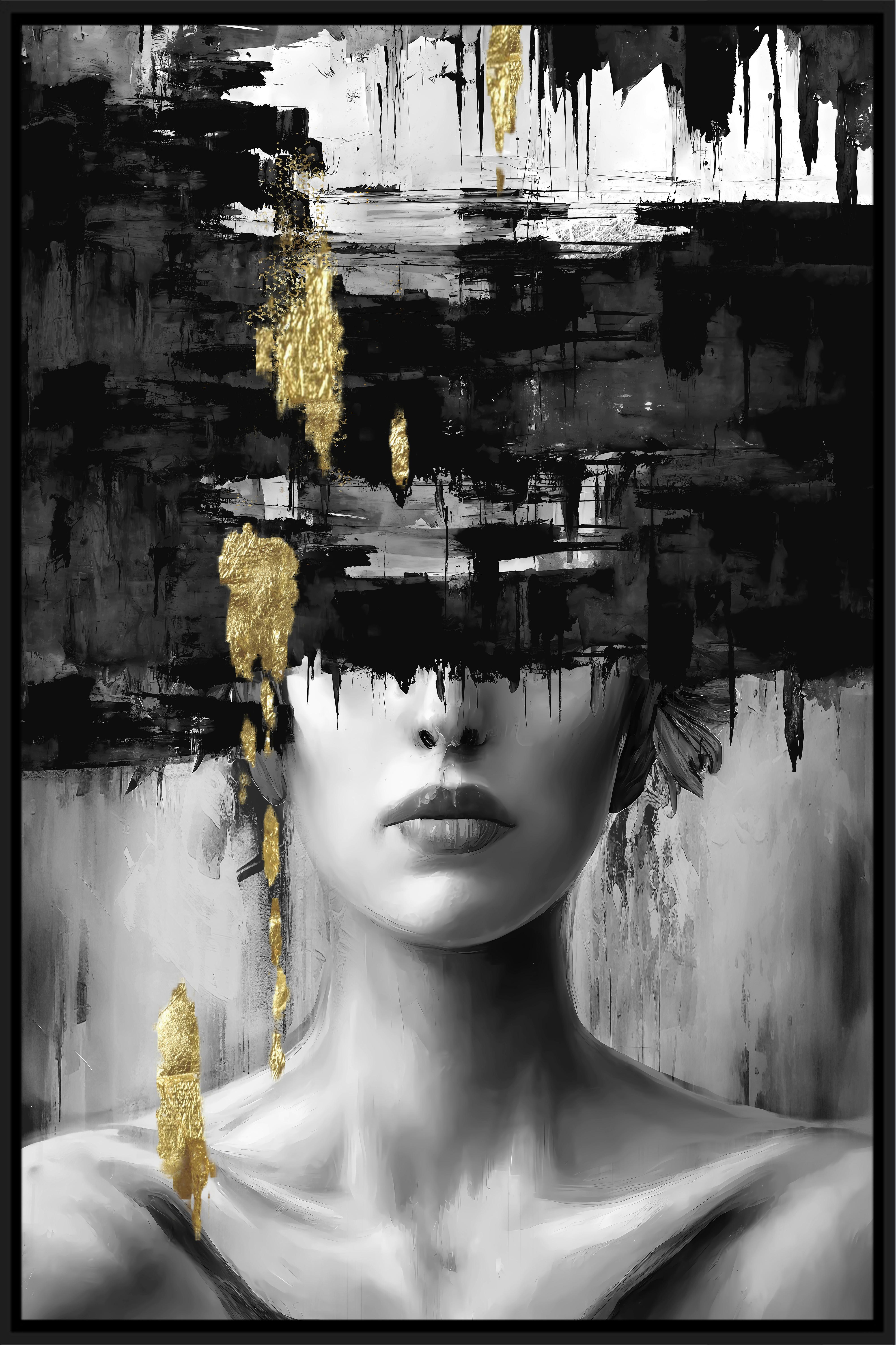Keilrahmenbild Denise ca. 60x90cm - Goldfarben/Schwarz, MODERN, Holzwerkstoff/Kunststoff (60/90cm) - Mömax
