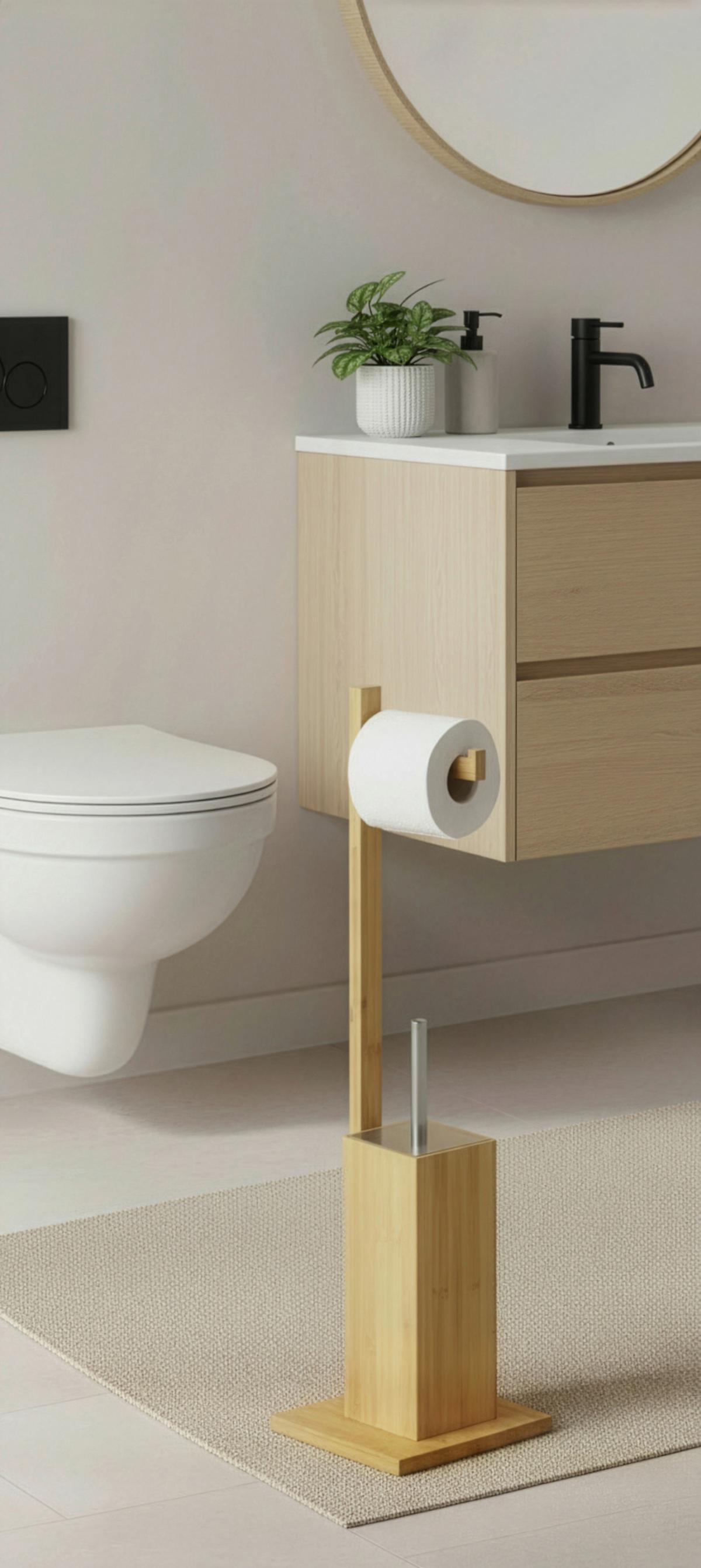 Wc Kefe Garnitúra Anni -Sb- - nemesacélszínű/natúr színű, Modern, műanyag/fém (19/70,5/19cm) - Mömax