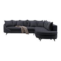 Ecksofa Dunkelgrau - Dunkelgrau/Schwarz, Modern, Textil/Metall (291/250cm) - Mömax