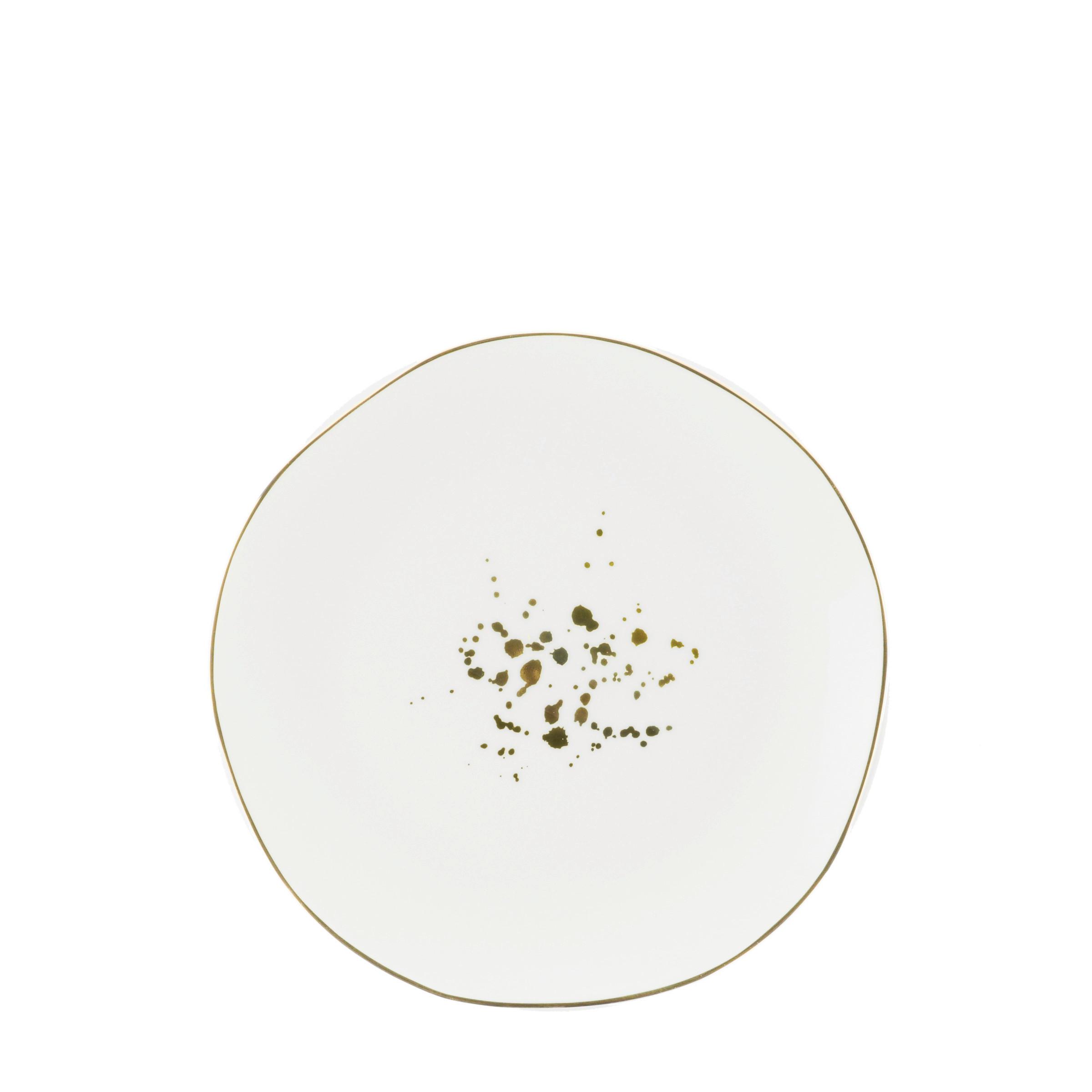 Dessertteller Onix aus Porzellan Ø 20,5cm - Goldfarben/Weiß, MODERN, Keramik (20,5cm) - Mömax