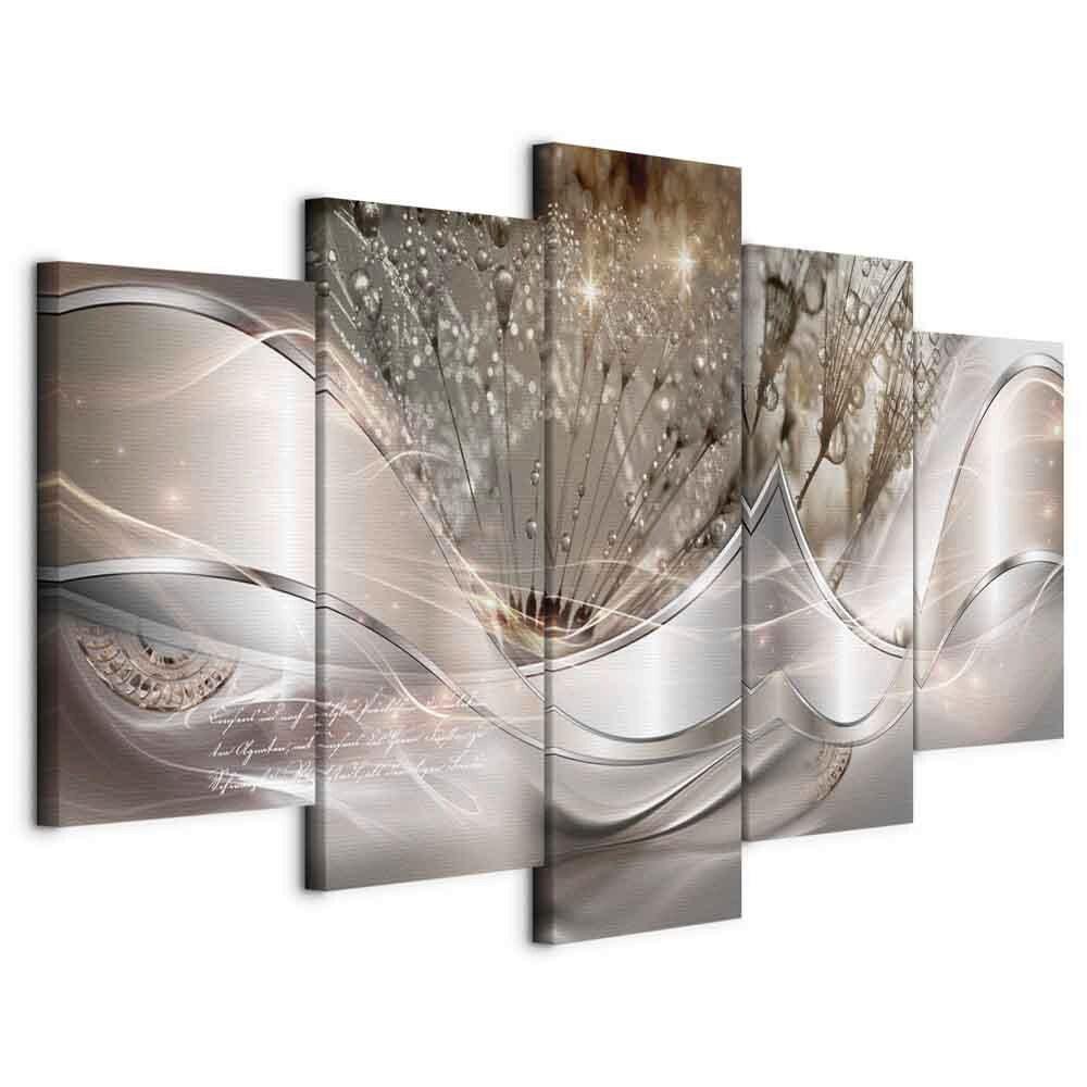 Leinwandbild Sparkling Dandelions Braun/Silber - Silberfarben/Braun, Basics, Holzwerkstoff/Textil (200/100/1.2cm) - artgeist
