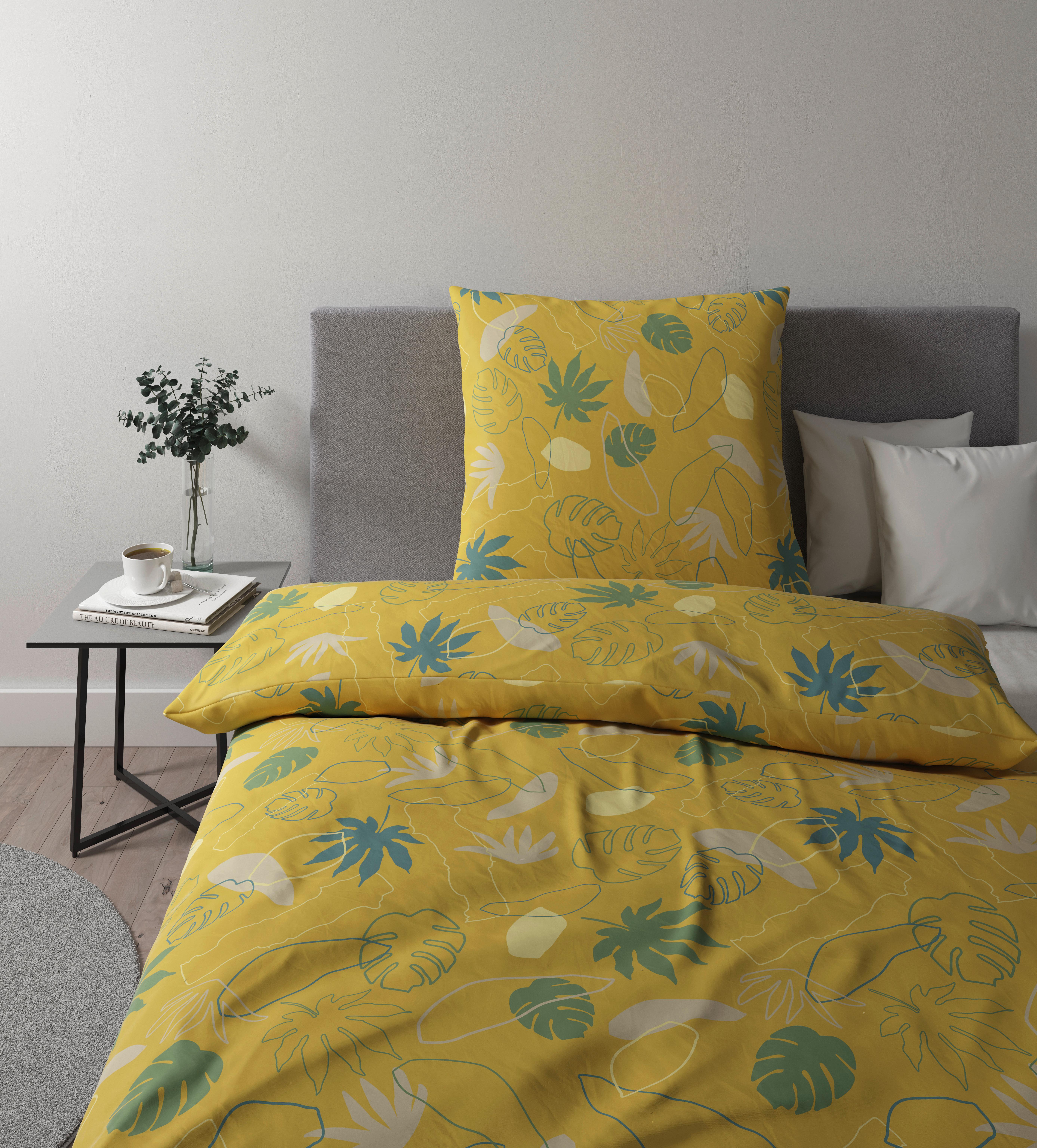 Bettwäsche Karin in Gelb/Blau ca. 135x200cm - Blau/Gelb, KONVENTIONELL, Textil (135/200cm) - Premium Living