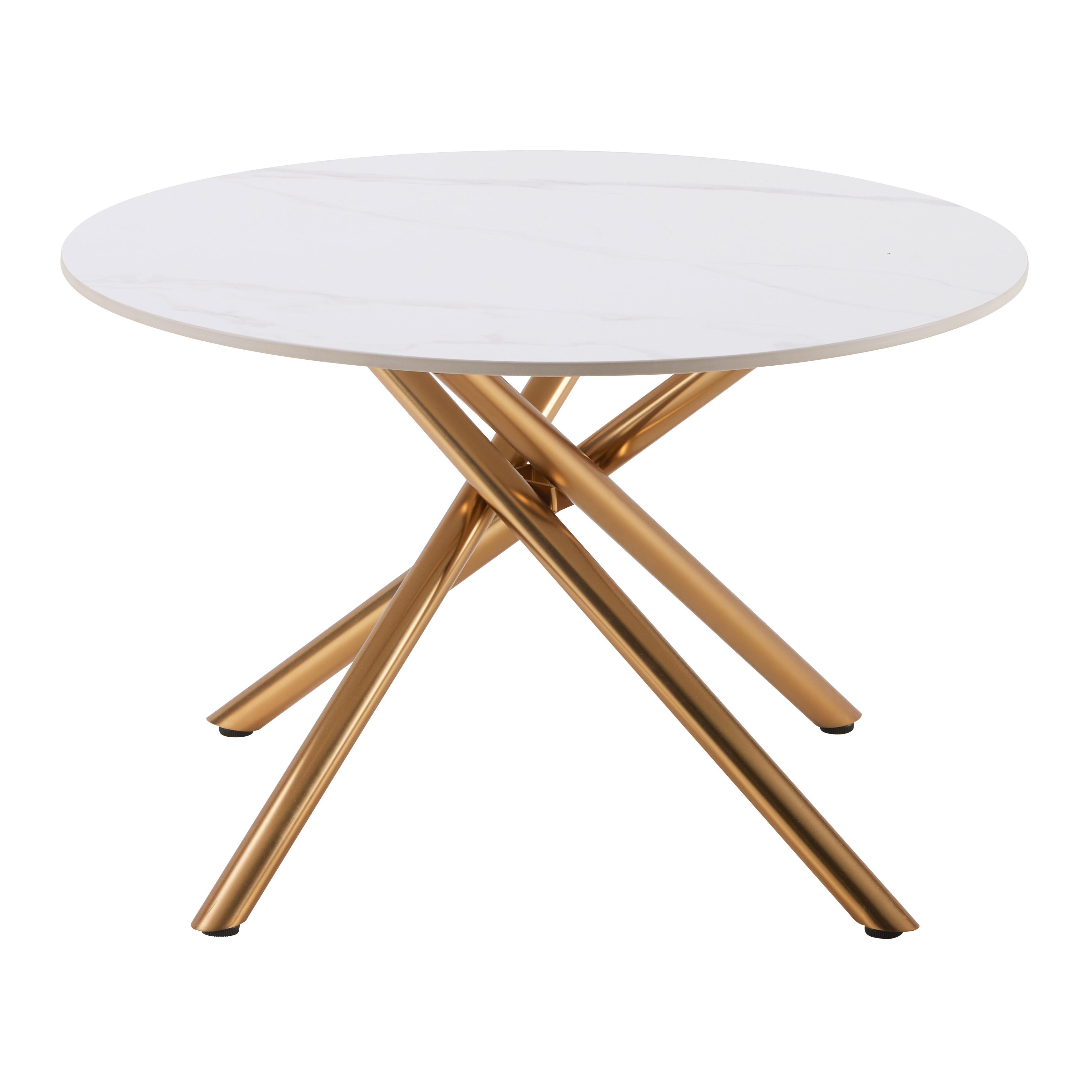 SOFFBORD MARBELLA - vit/guldfärgad, Modern, metall/keramik (70/70/44cm) - Mömax