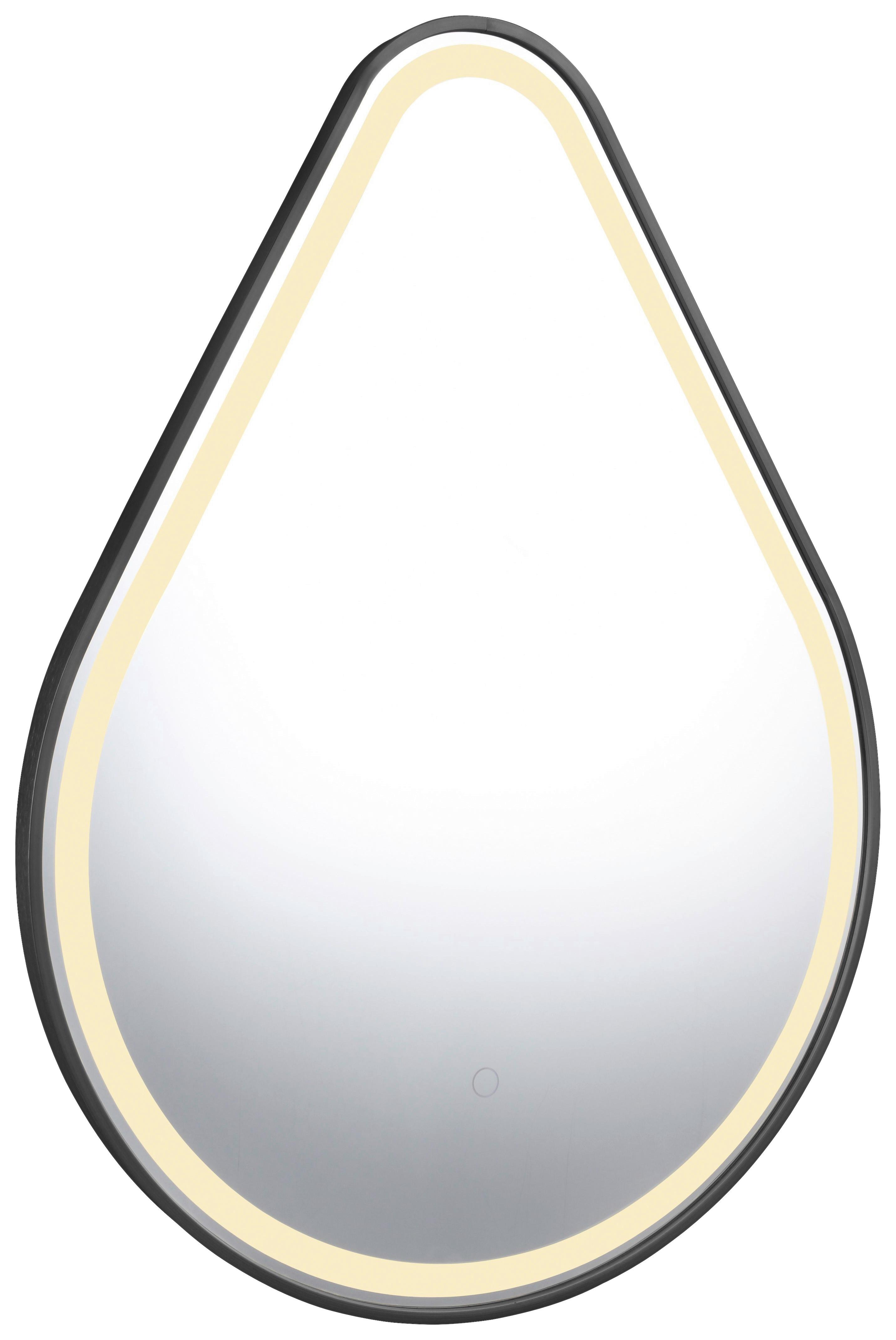 Fürdőszobatükör Frederike - fekete/ezüstszínű, Modern, üveg/fém (60/80/3cm)