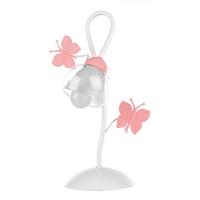 Kindertischleuchte Butterfly Weiß/Pink max. 6 Watt - Pink/Weiß, Basics, Glas/Metall (16/37cm)