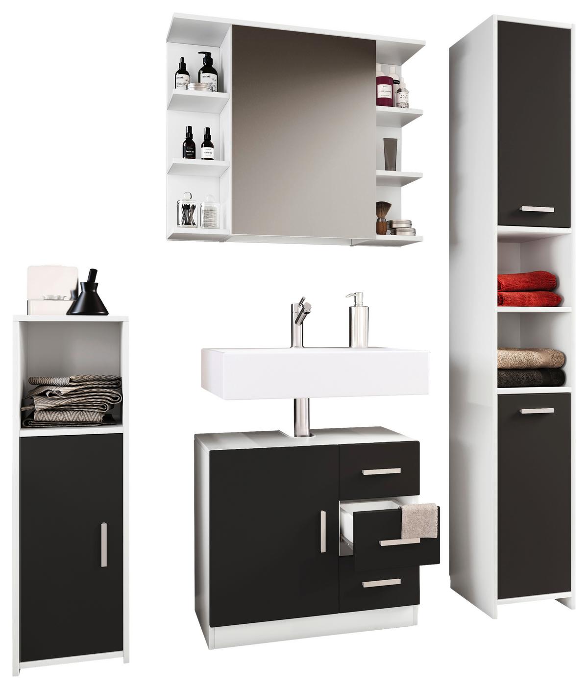 Kopalnica Zalo, Bela, Črna - črna/bela, Moderno, leseni material (140cm) - MID.YOU