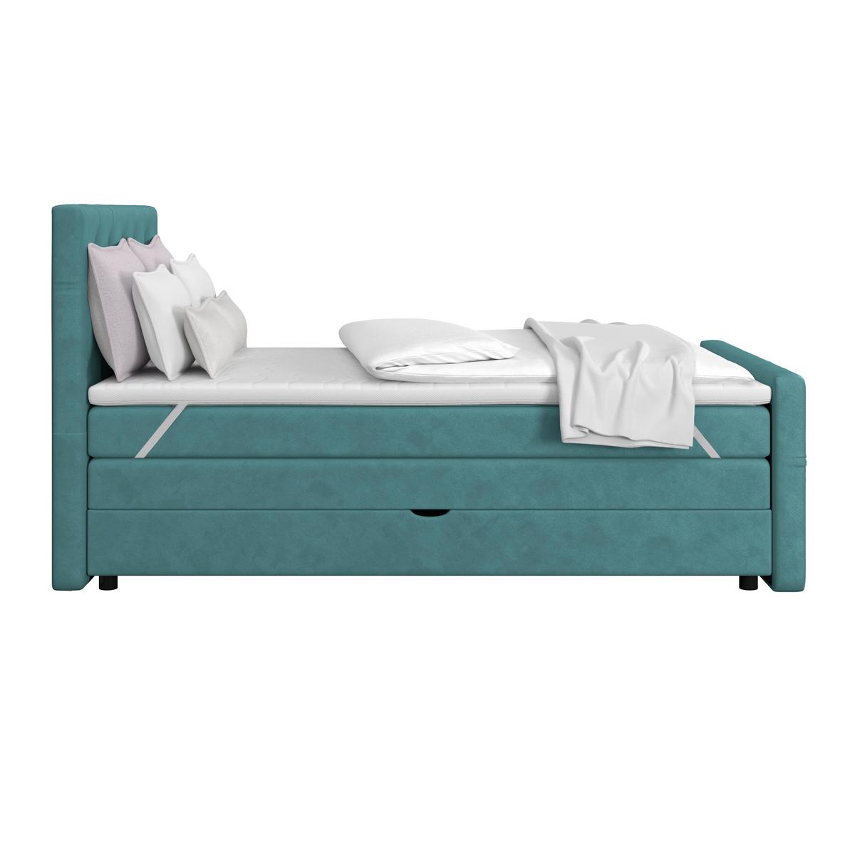 Boxspring Krevet Elio - bež/boje petroleja, Romantično / ladanjski, tekstil/plastika (140/200cm) - Modern Living