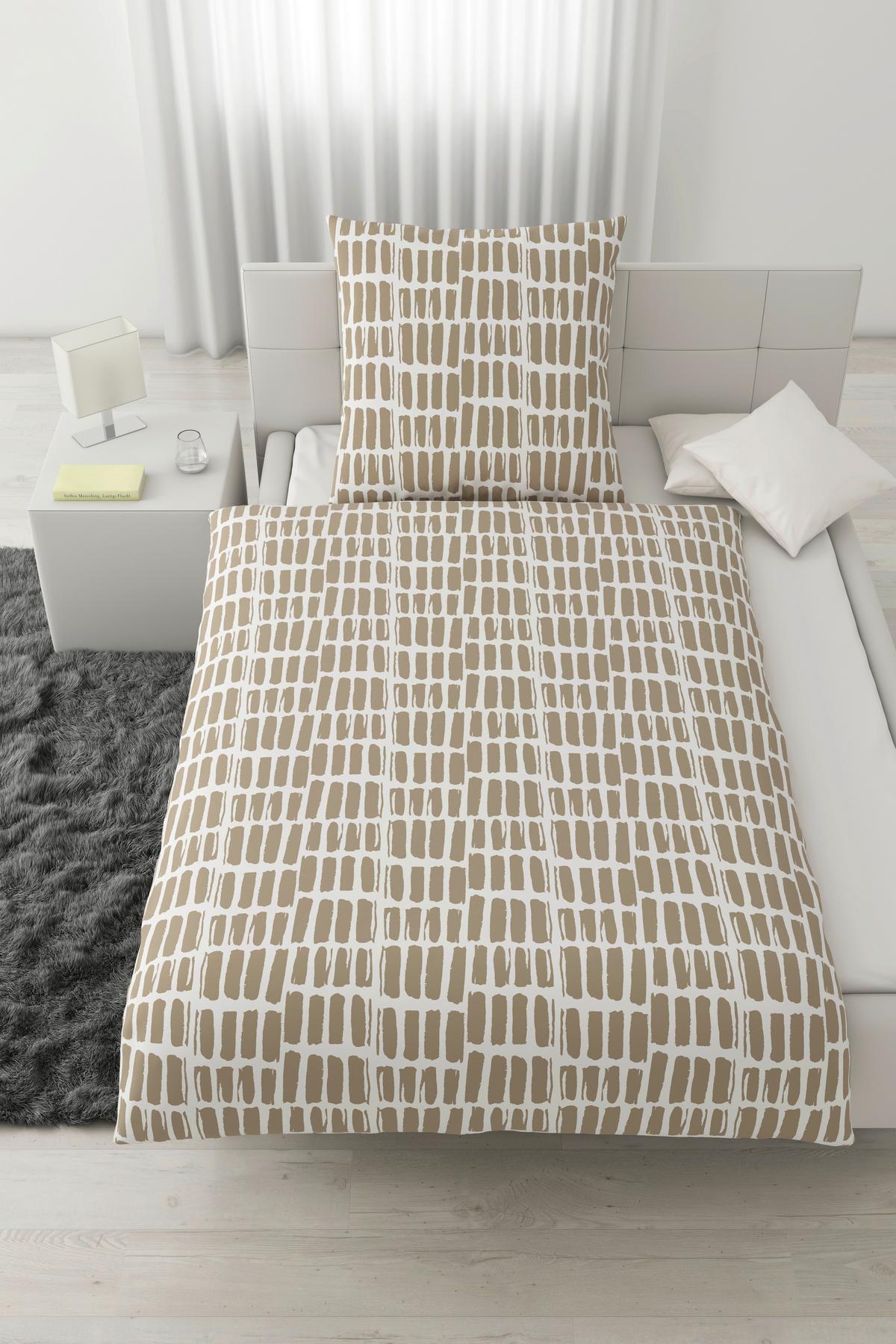 Bettwäsche Adam Weiß/Beige ca. 135x200cm - Beige/Weiß, MODERN, Textil (135/200cm) - Mömax