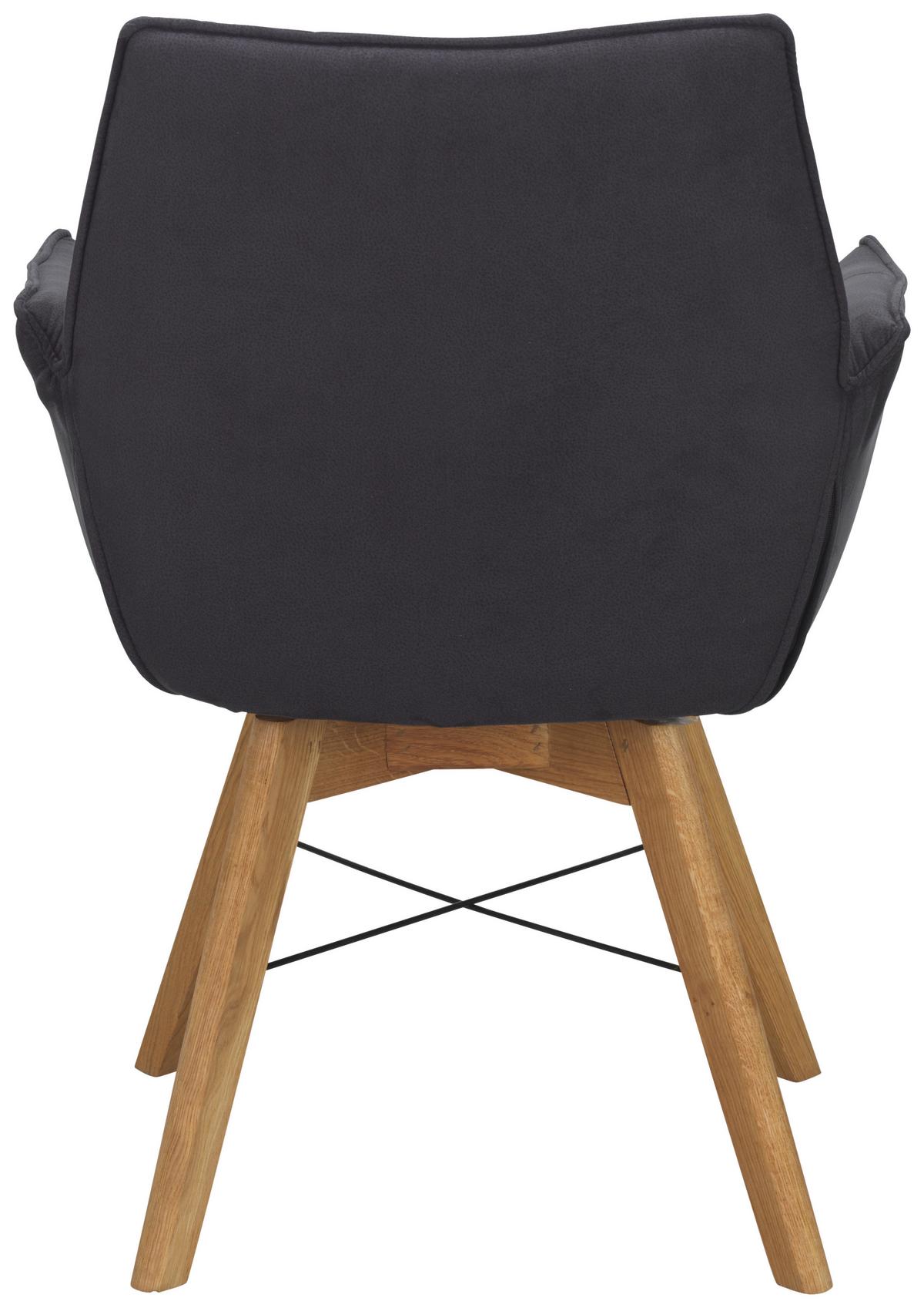 KRZESŁO Z PODŁOKIETNIKAMI BARBADOS - kolor dębowy/czarny, Design, drewno/tkanina (61/87/63cm) - Waldwelt