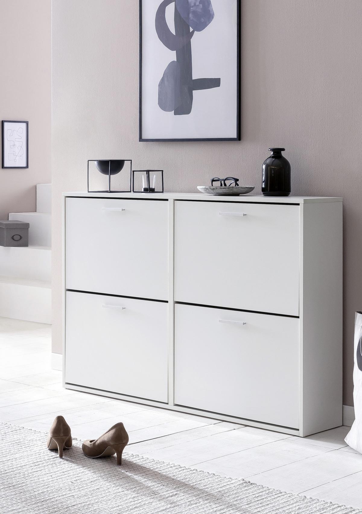 Omara Za Čevlje Sonoma, Bela - srebrne barve/bela, Konvencionalno, kovina/leseni material (120/81/24cm) - MID.YOU