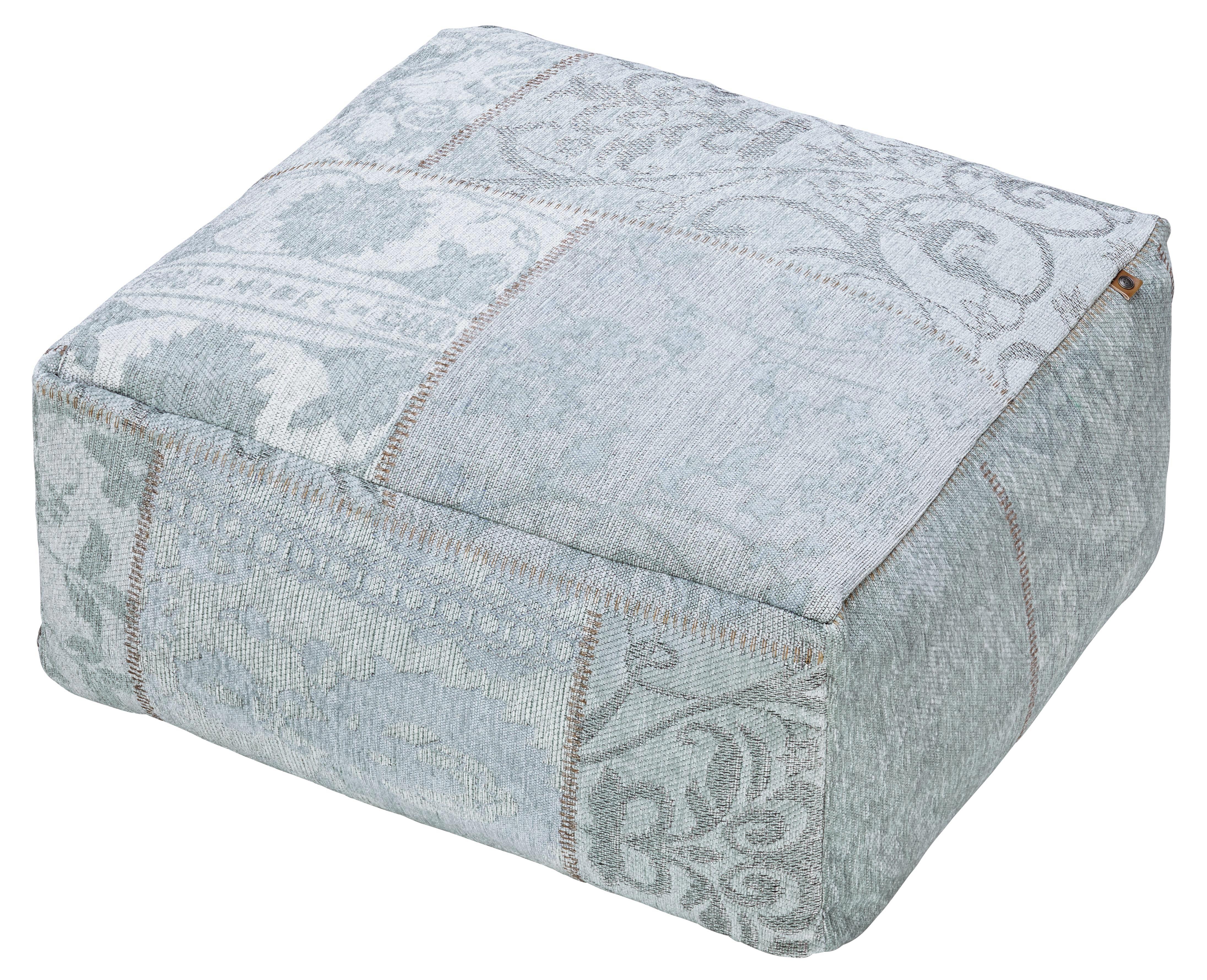 Pouf in Mint/Multicolor ca.60x30cm 'Samara' - Mintgrün, MODERN, Textil (60/60/30cm) - Bessagi Home