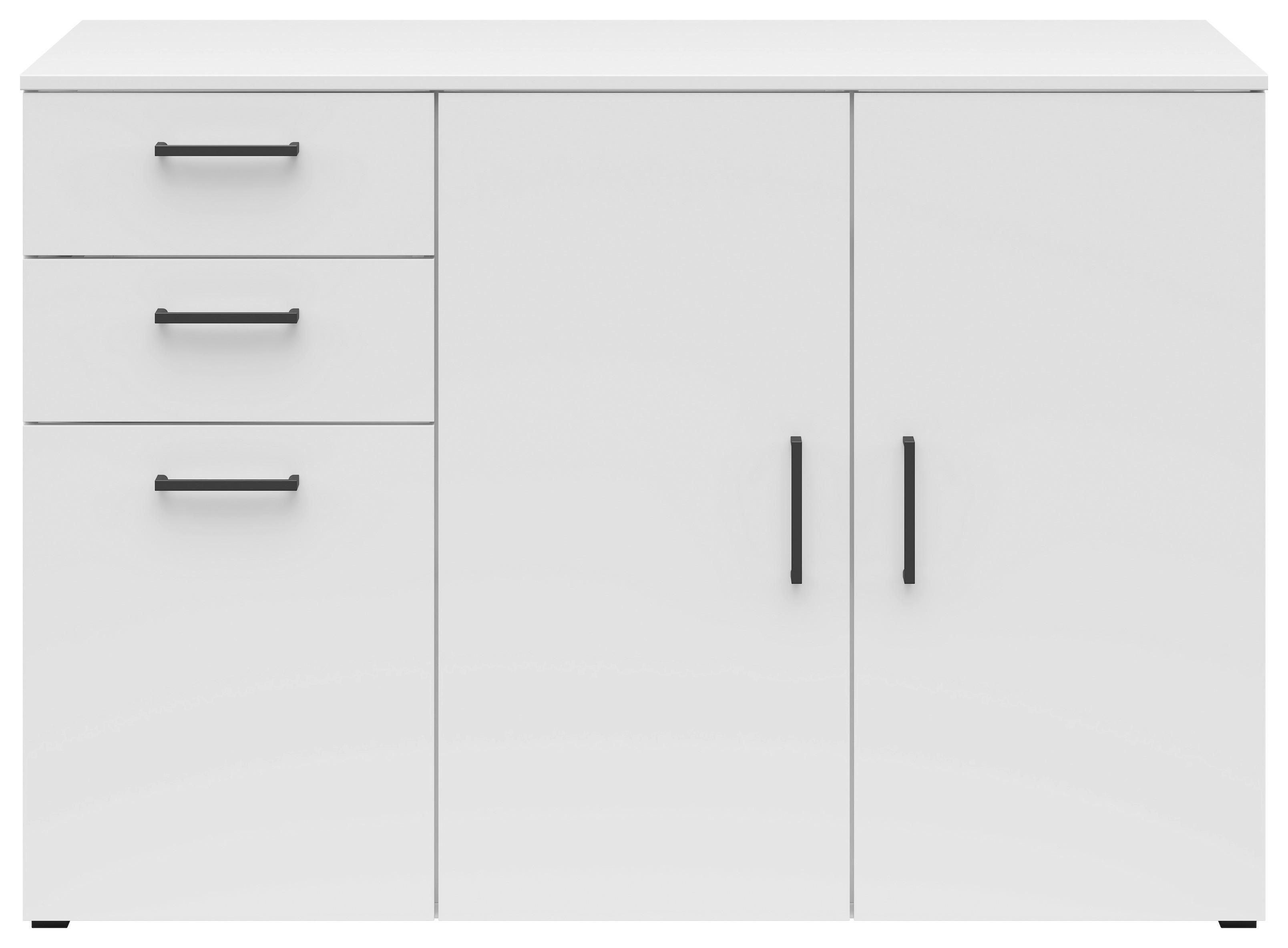 Kommode Multistauraum Weiß - Anthrazit/Schwarz, MODERN, Holzwerkstoff/Kunststoff (120/83/52cm) - Mömax