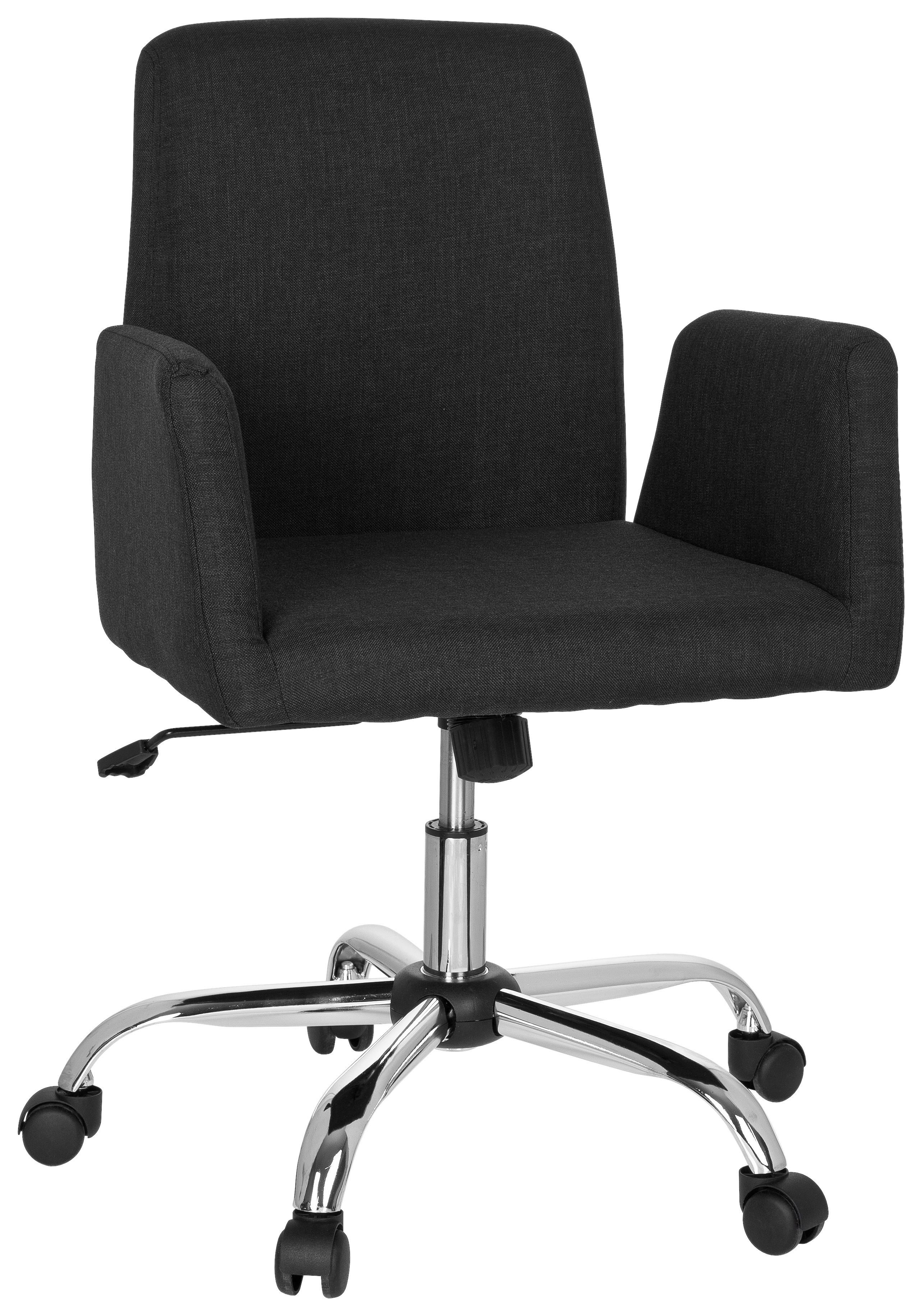 Drehstuhl Flow Schwarz ca. 54x95x44cm - Chromfarben/Schwarz, MODERN, Kunststoff/Textil (54/95/44cm) - MID.YOU