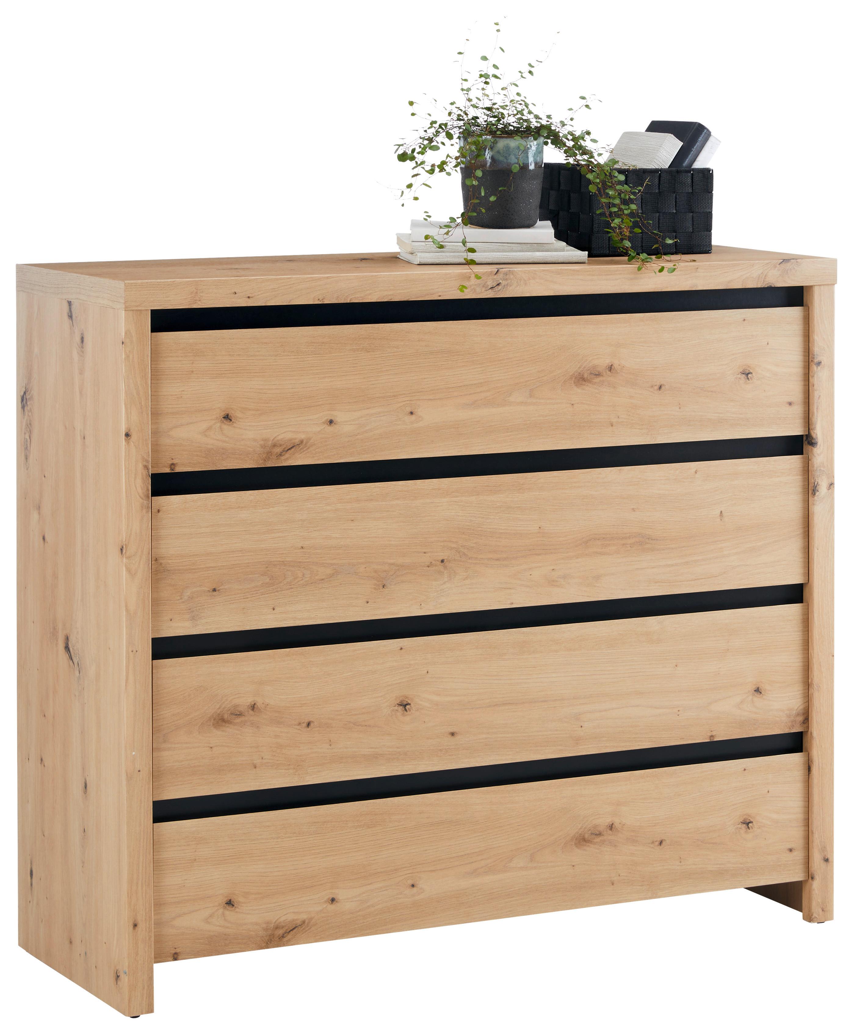 Kommode in Eichefarben - Schwarz/Eiche Artisan, Modern, Holzwerkstoff (105/91/40cm) - Mömax